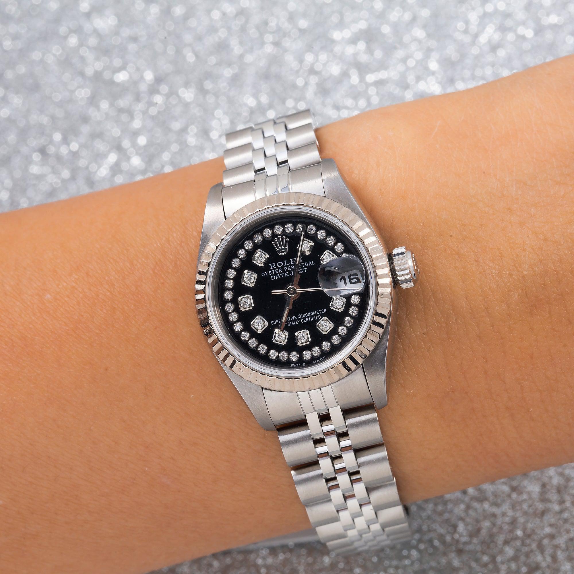Rolex Lady-Datejust 69174 26MM Black Diamond Dial With Stainless Steel Jubilee Bracelet