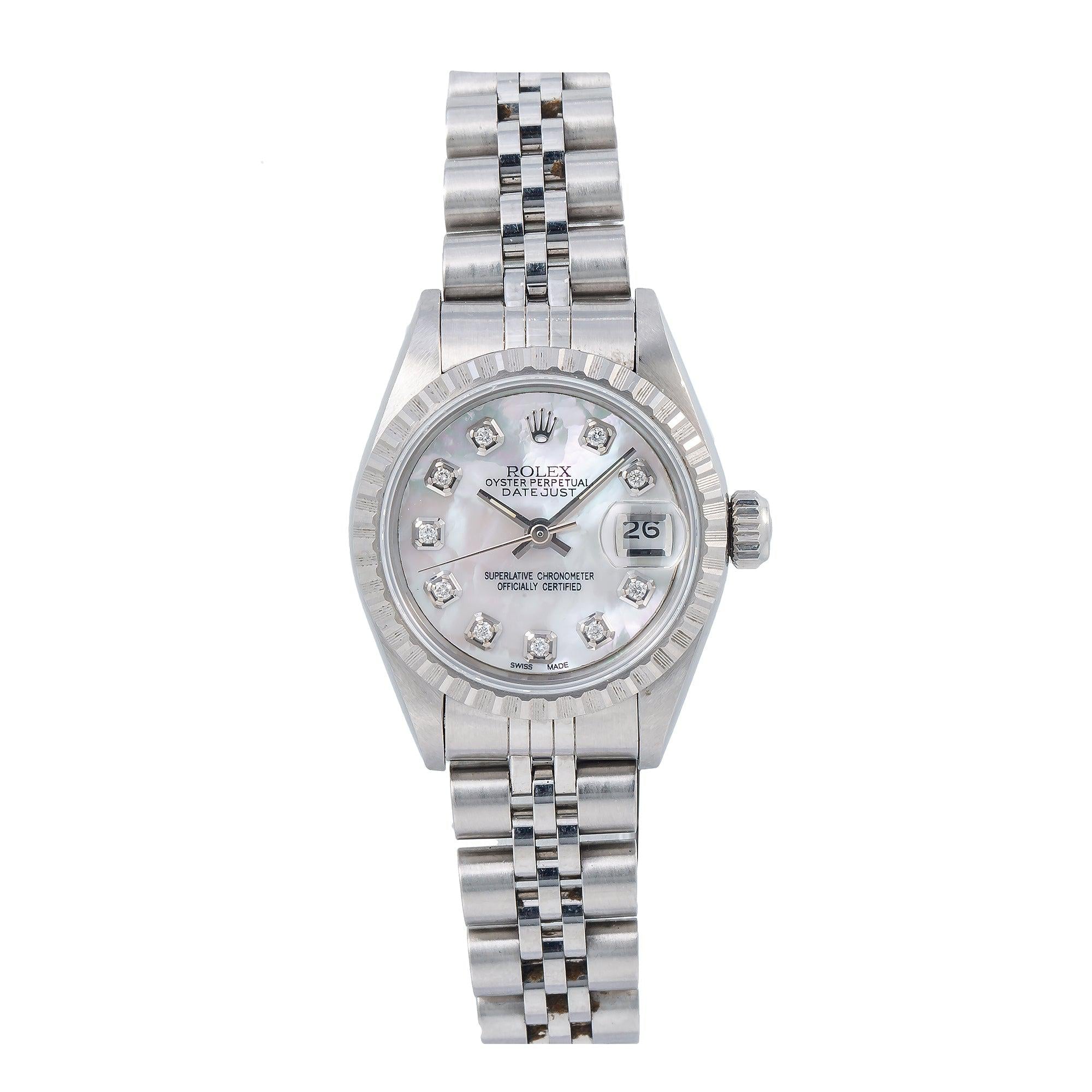 Rolex Oyster Perpetual Lady Datejust 69240 26MM Silver Diamond Dial With Stainless Steel Jubilee Bracelet