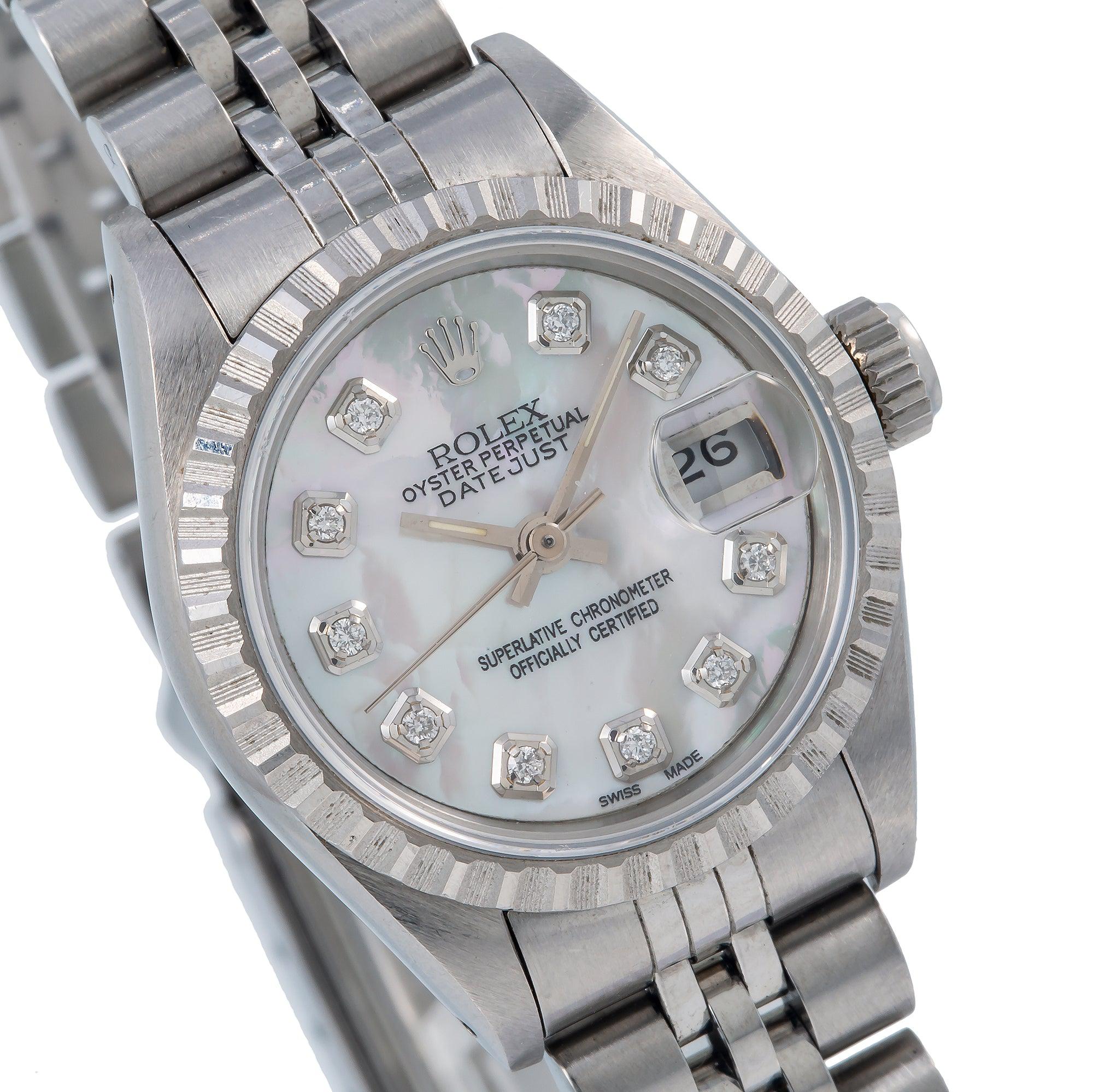 Rolex Oyster Perpetual Lady Datejust 69240 26MM Silver Diamond Dial With Stainless Steel Jubilee Bracelet