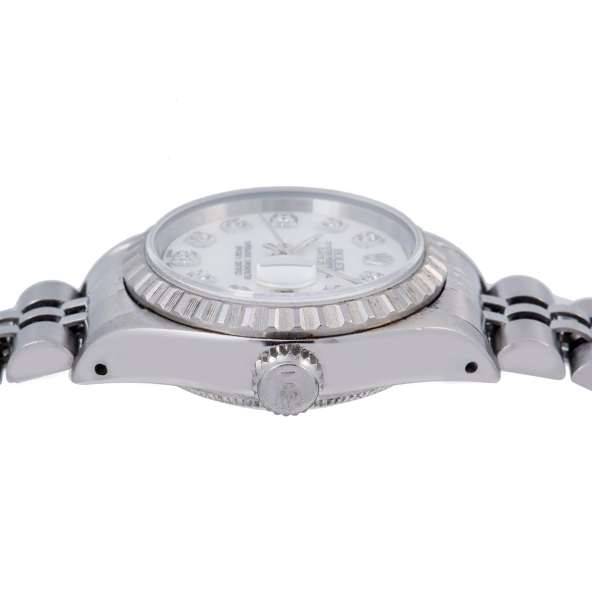 Rolex Oyster Perpetual Lady Datejust 69240 26MM Silver Diamond Dial With Stainless Steel Jubilee Bracelet