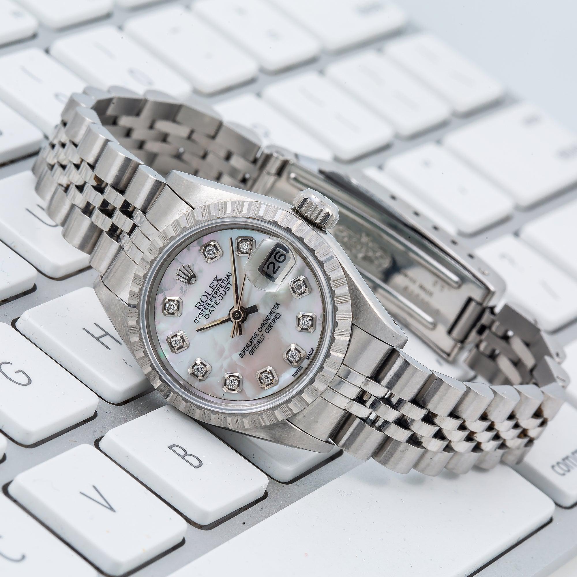 Rolex Oyster Perpetual Lady Datejust 69240 26MM Silver Diamond Dial With Stainless Steel Jubilee Bracelet