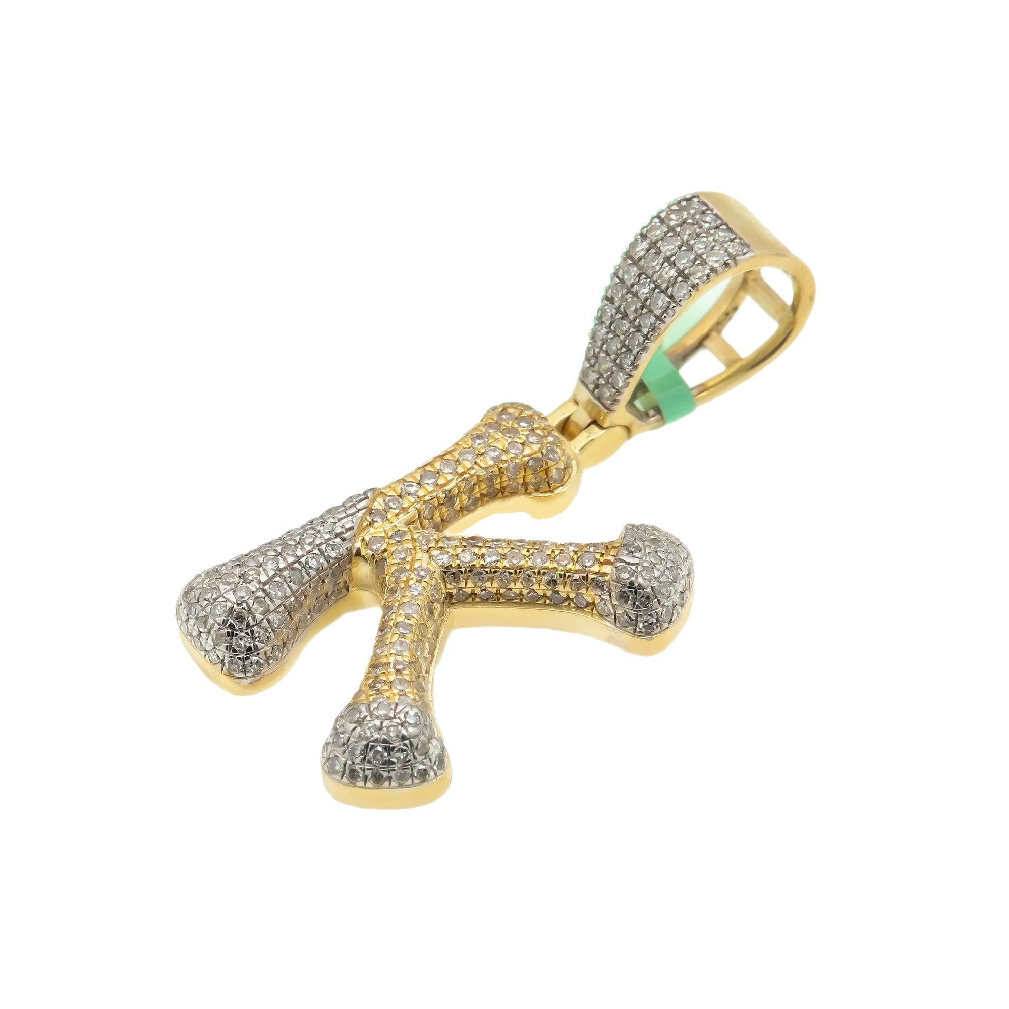 10K GOLD ROUND DIAMOND TWO TONE INITIAL K PENDANT 0.75 CT