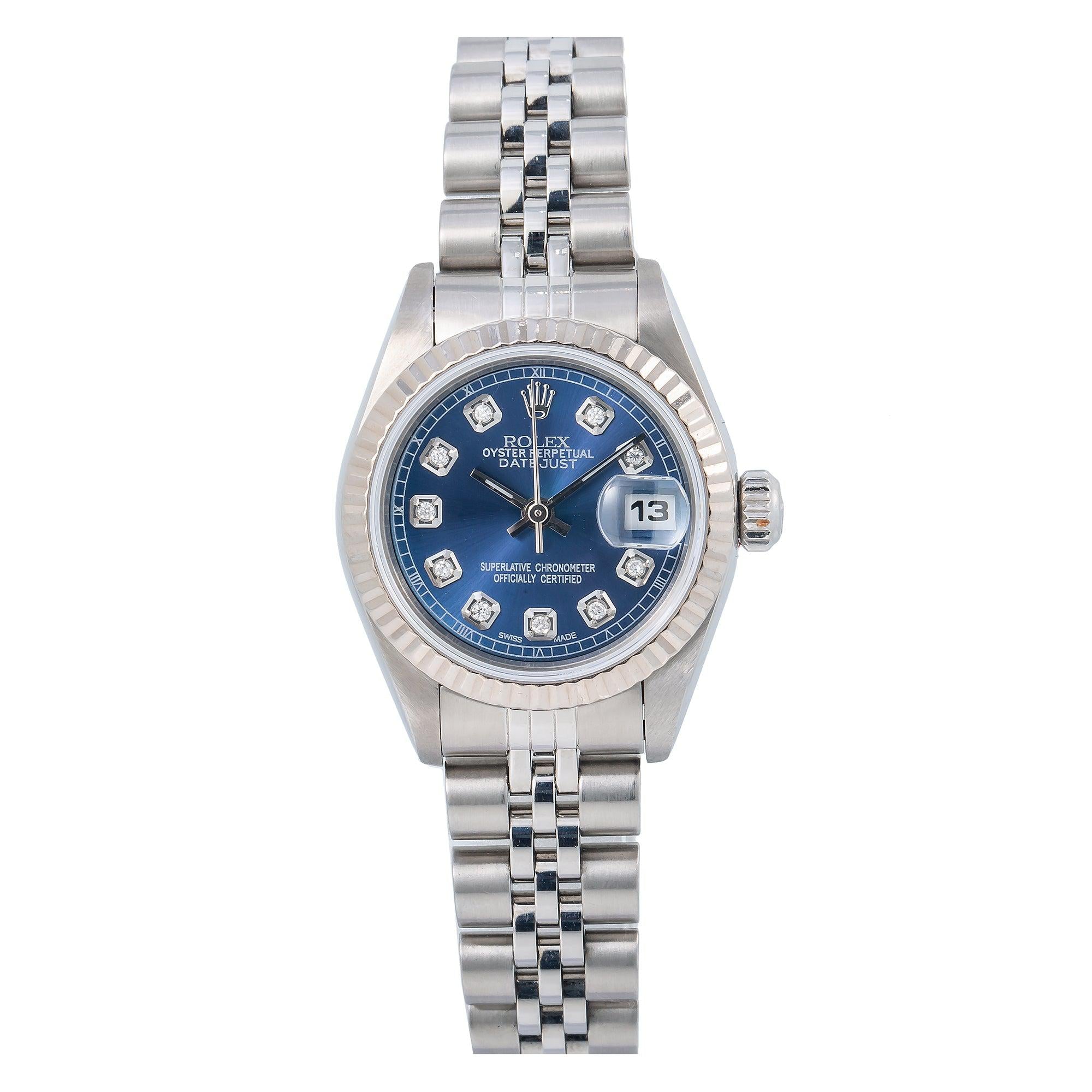 Rolex Lady-Datejust 69174 26MM Blue Diamond Dial With Stainless Steel Jubilee Bracelet