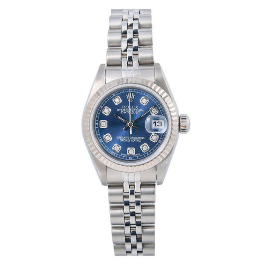 Rolex Lady-Datejust 69174 26MM Blue Diamond Dial With Stainless Steel Jubilee Bracelet
