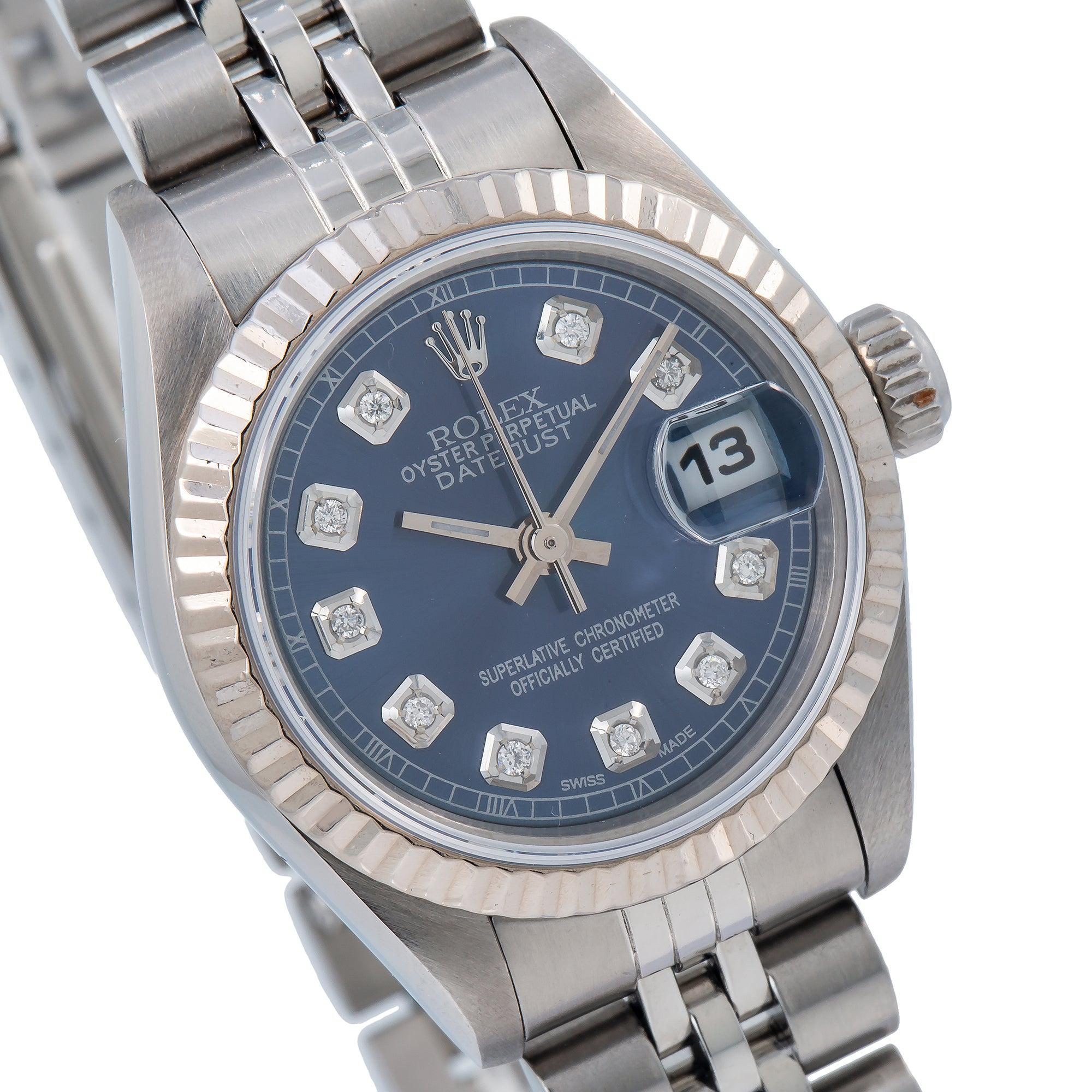 Rolex Lady-Datejust 69174 26MM Blue Diamond Dial With Stainless Steel Jubilee Bracelet