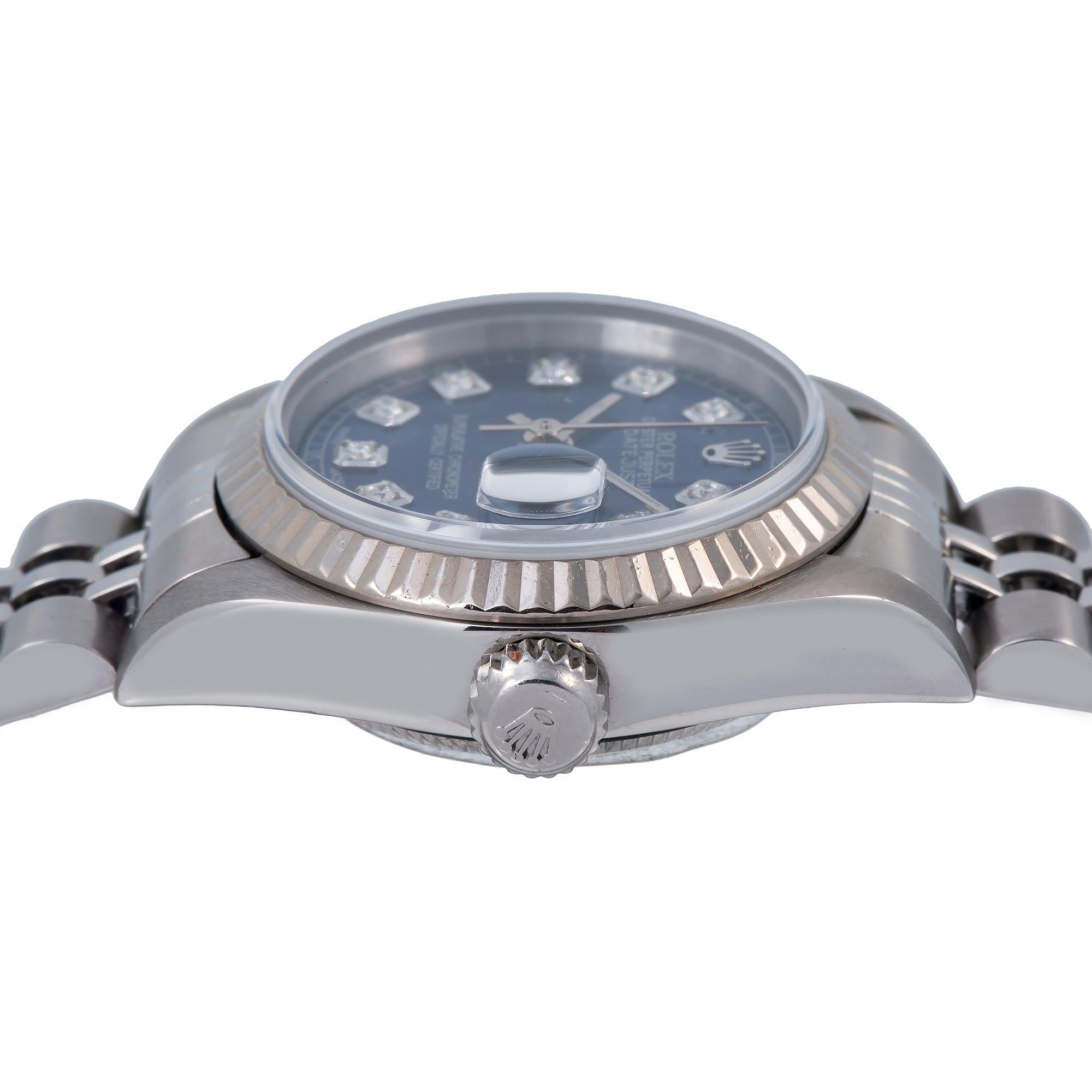 Rolex Lady-Datejust 69174 26MM Blue Diamond Dial With Stainless Steel Jubilee Bracelet