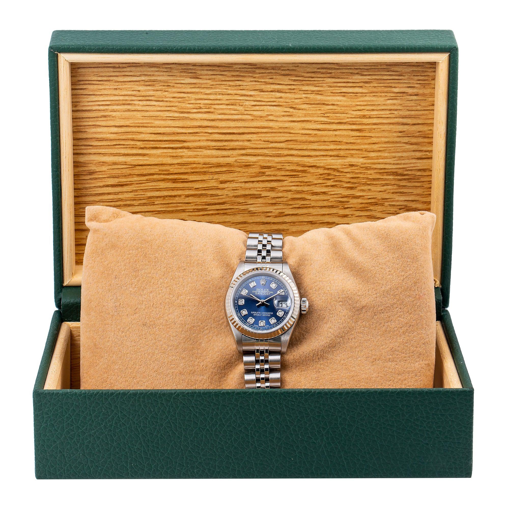 Rolex Lady-Datejust 69174 26MM Blue Diamond Dial With Stainless Steel Jubilee Bracelet