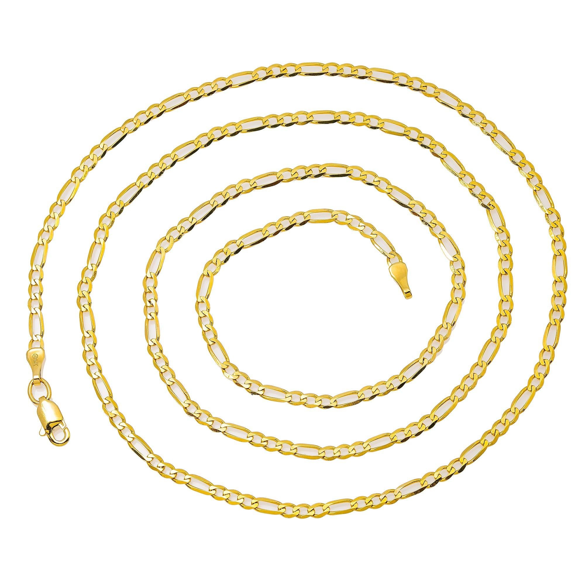14K YELLOW GOLD 3MM FIGARO CHAIN