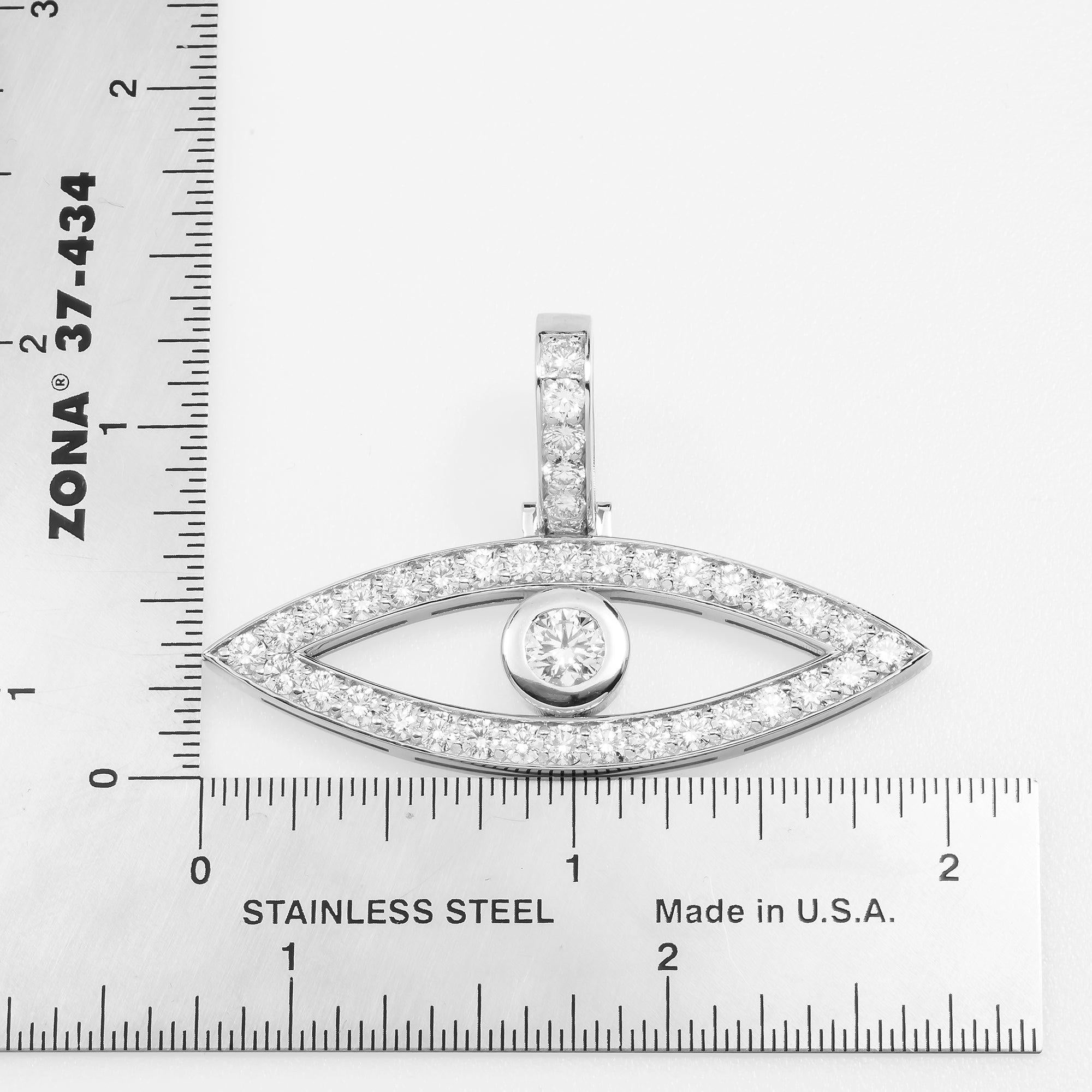 14K GOLD DIAMOND EYE PENDANT 3.95 CT