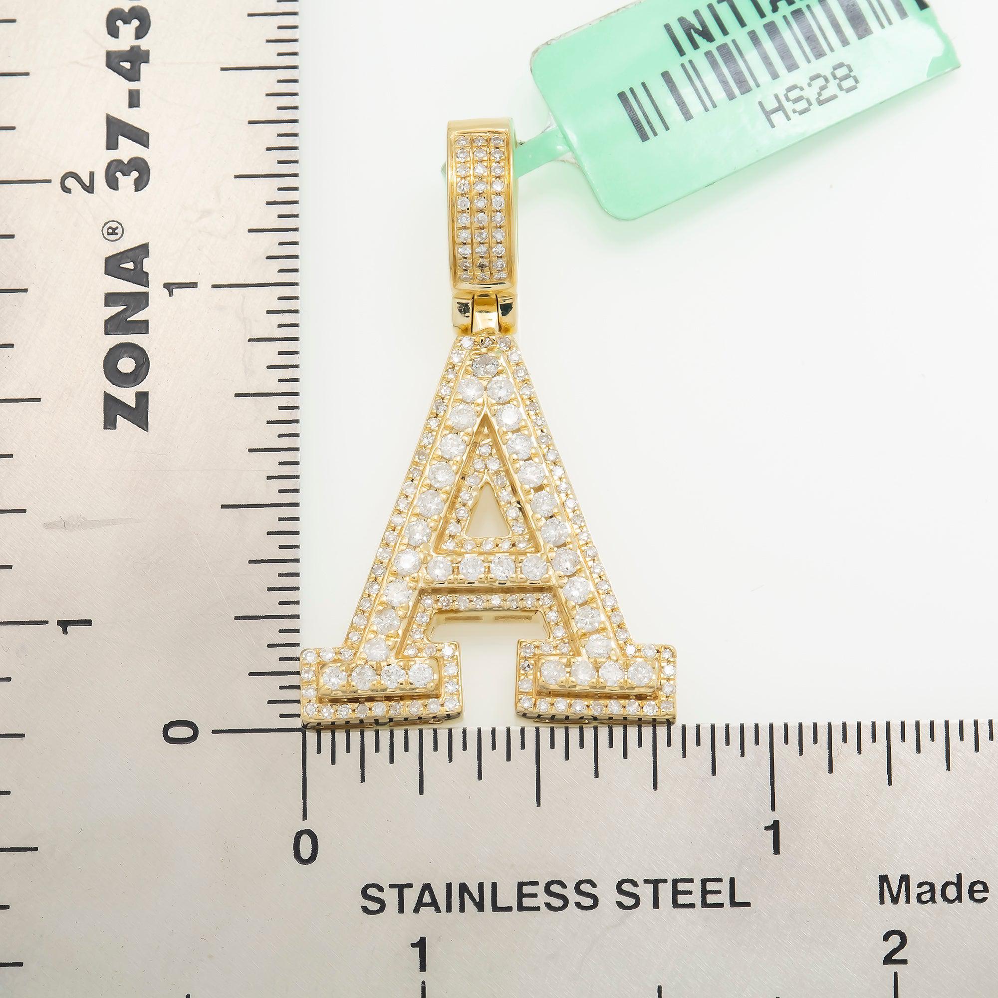 10K GOLD ROUND DIAMOND INITIAL A PENDANT 0.75 CT