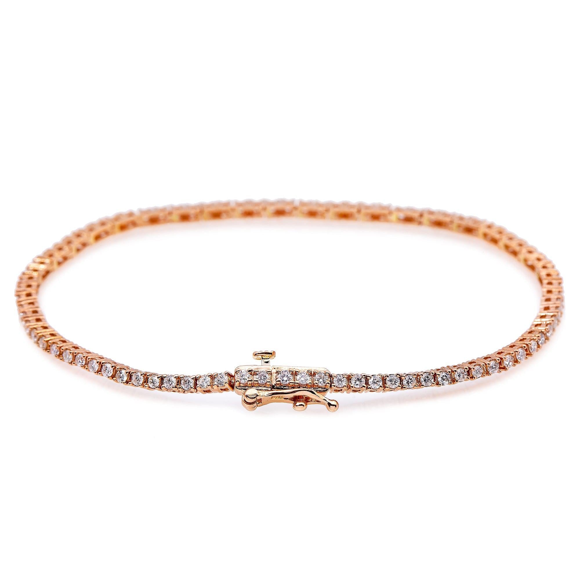 14K ROSE GOLD LADIES BRACELET WITH 1.5 CT DIAMONDS