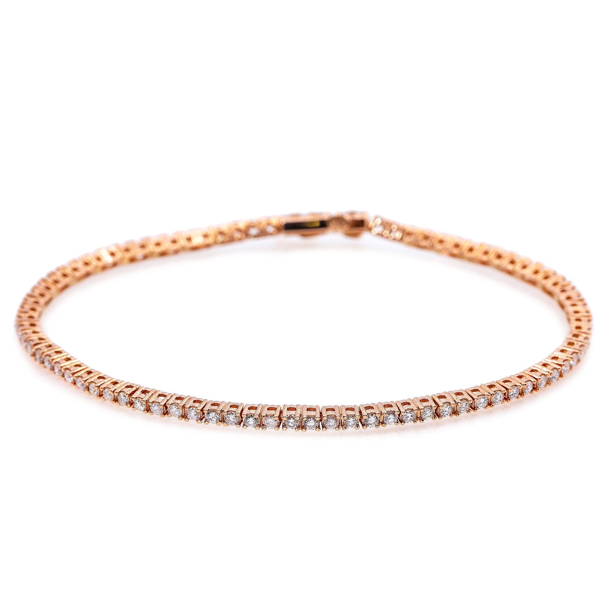 14K ROSE GOLD LADIES BRACELET WITH 1.5 CT DIAMONDS