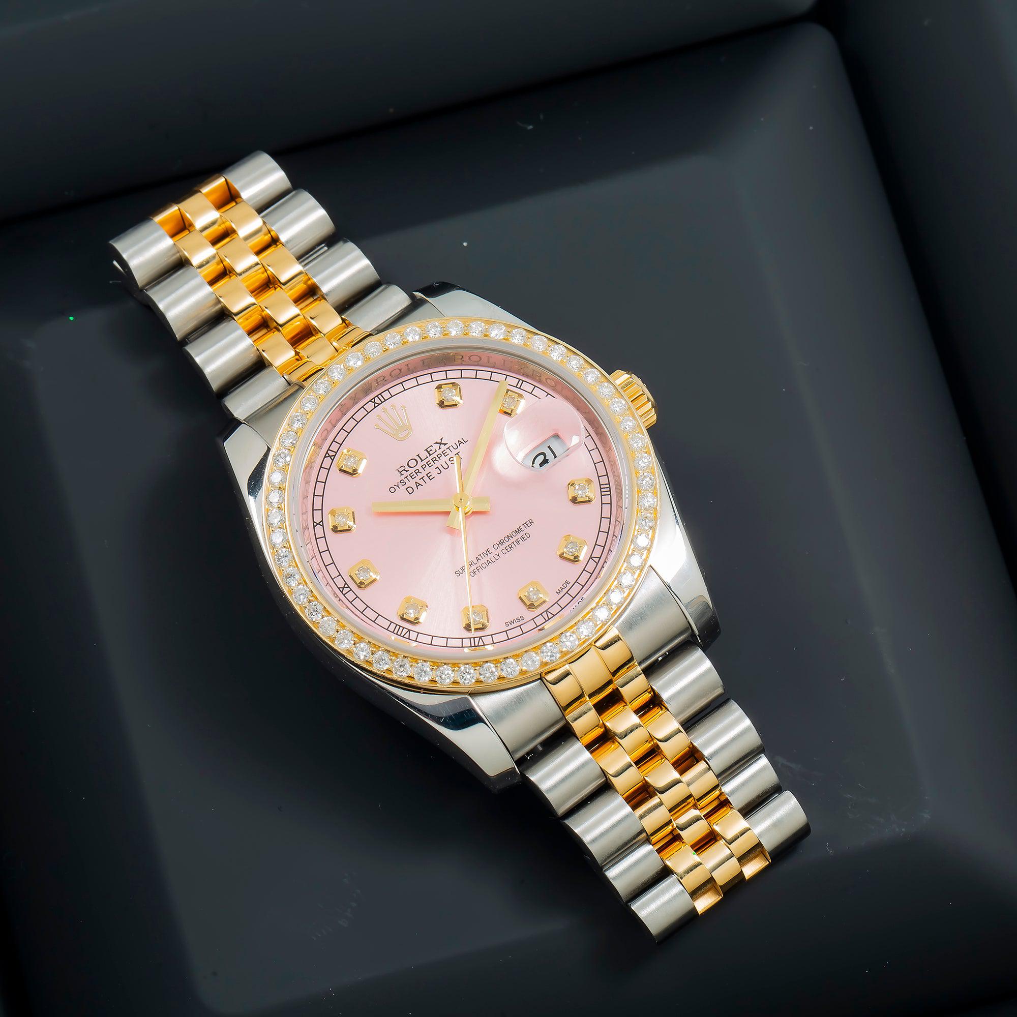 Rolex Datejust 116233 36MM Pink Diamond Dial And Bezel With Two Tone Jubilee Bracelet