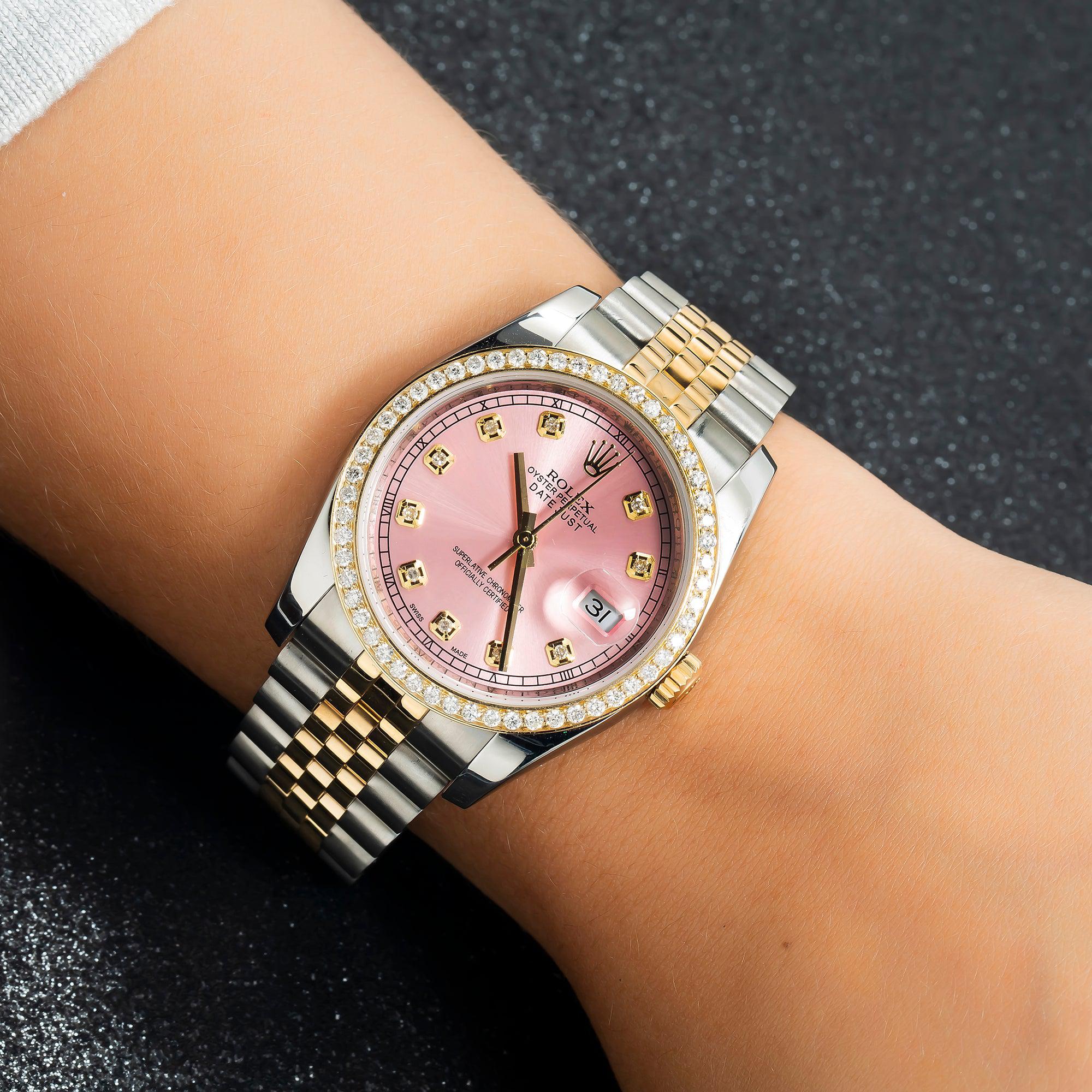 Rolex Datejust 116233 36MM Pink Diamond Dial And Bezel With Two Tone Jubilee Bracelet
