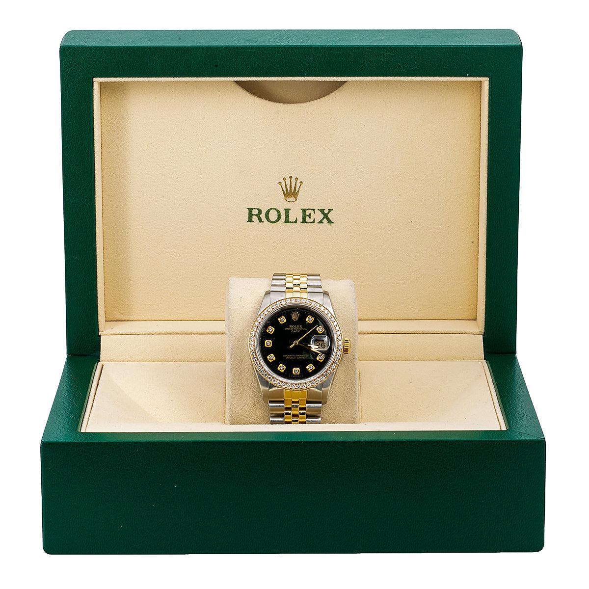 Rolex Datejust 16013 36MM Black Diamond Dial And Bezel With 1.20 CT Diamonds