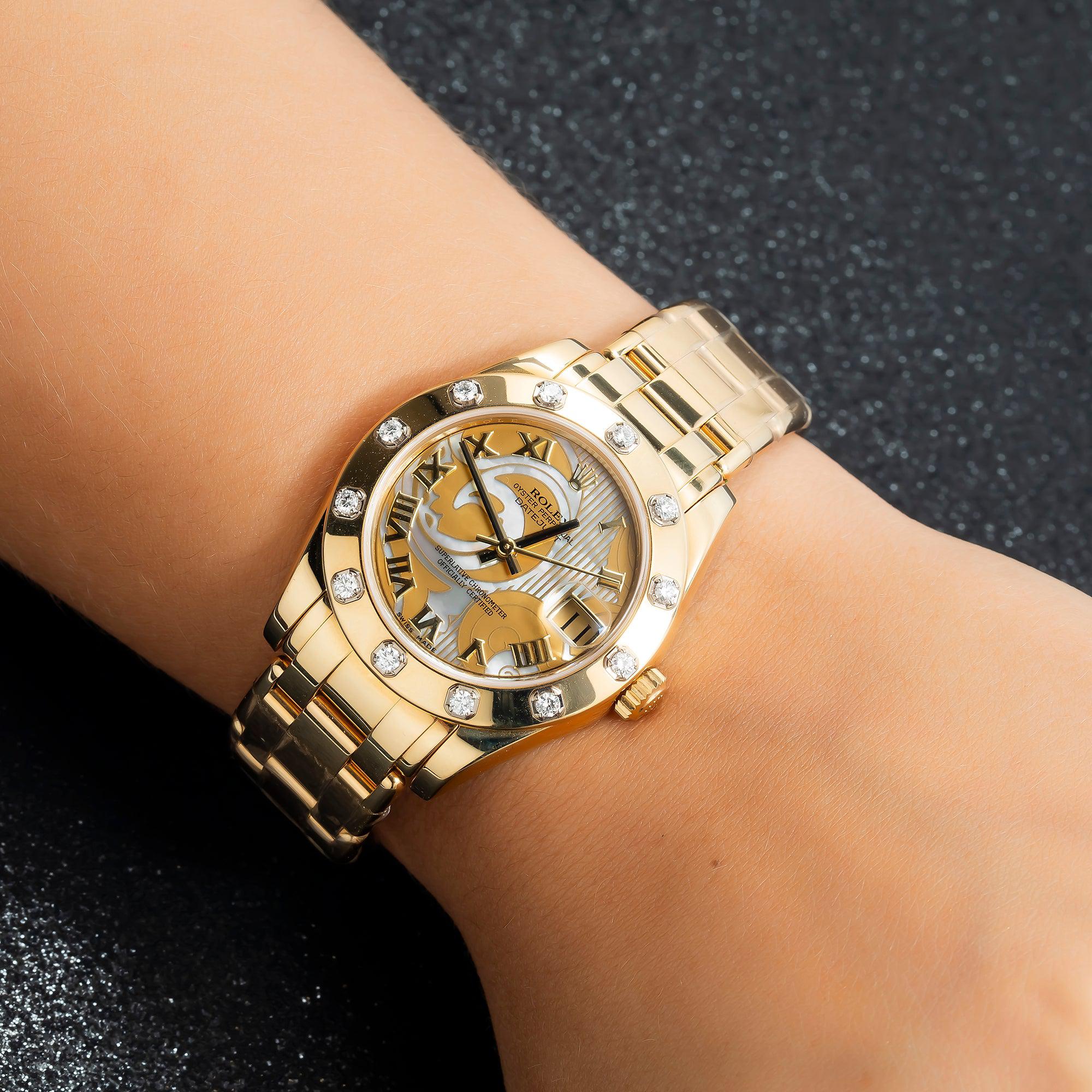 Rolex Lady-Datejust Pearlmaster 81318 34MM With 18K Yellow Gold Bracelet