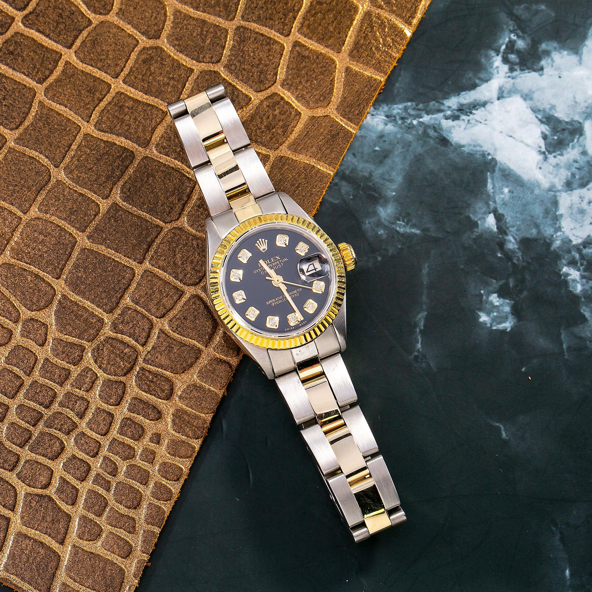 Rolex DateJust 26MM Black Diamond Dial With Two Tone Oyster Bracelet