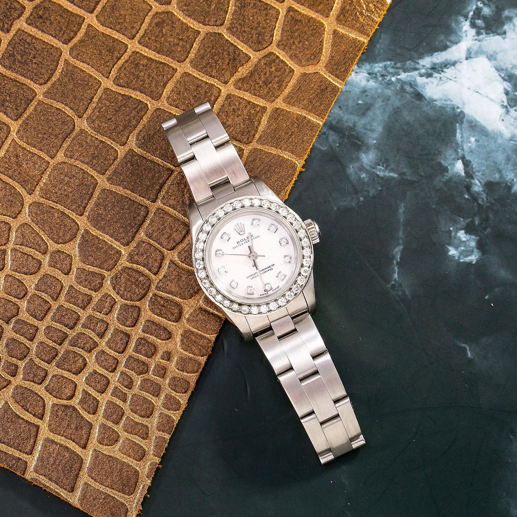 Rolex Oyster Perpetual 26MM Silver Diamond Dial With Stainless Steel Oyster Bracelet