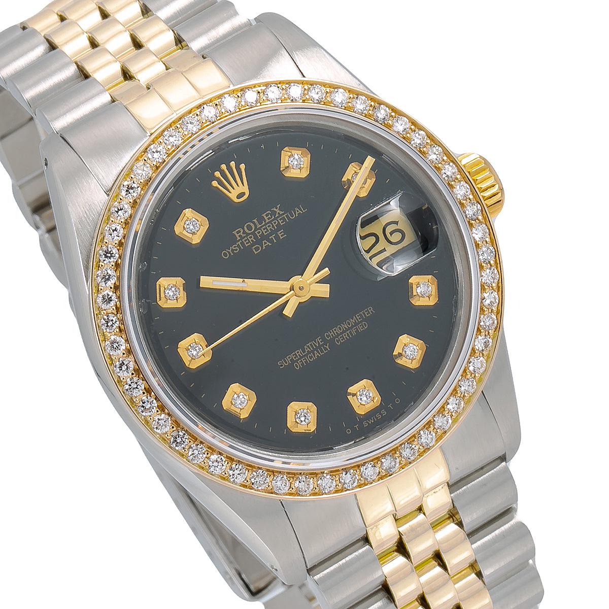Rolex Datejust 16013 36MM Black Diamond Dial And Bezel With 1.20 CT Diamonds