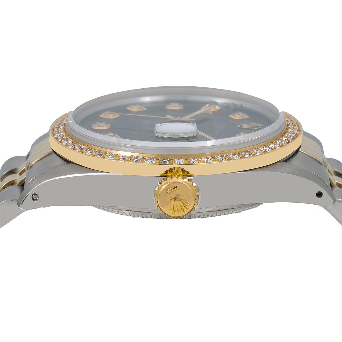 Rolex Datejust 16013 36MM Black Diamond Dial And Bezel With 1.20 CT Diamonds