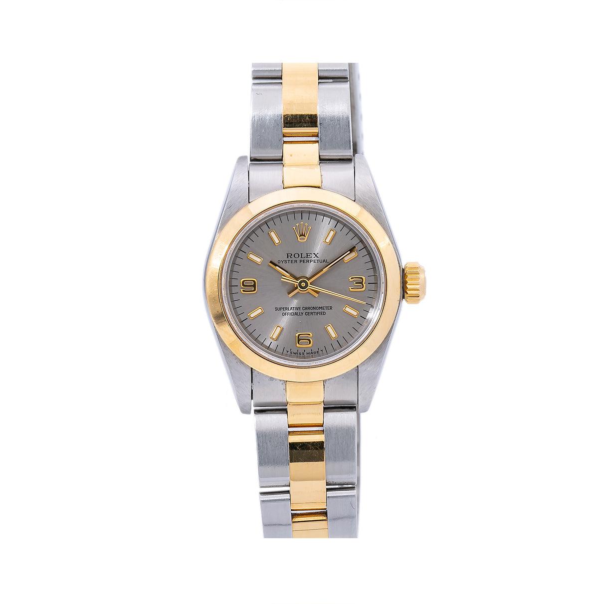 Rolex Oyster Perpetual 67183 24MM Silver Dial With Two Tone Oyster Bracelet