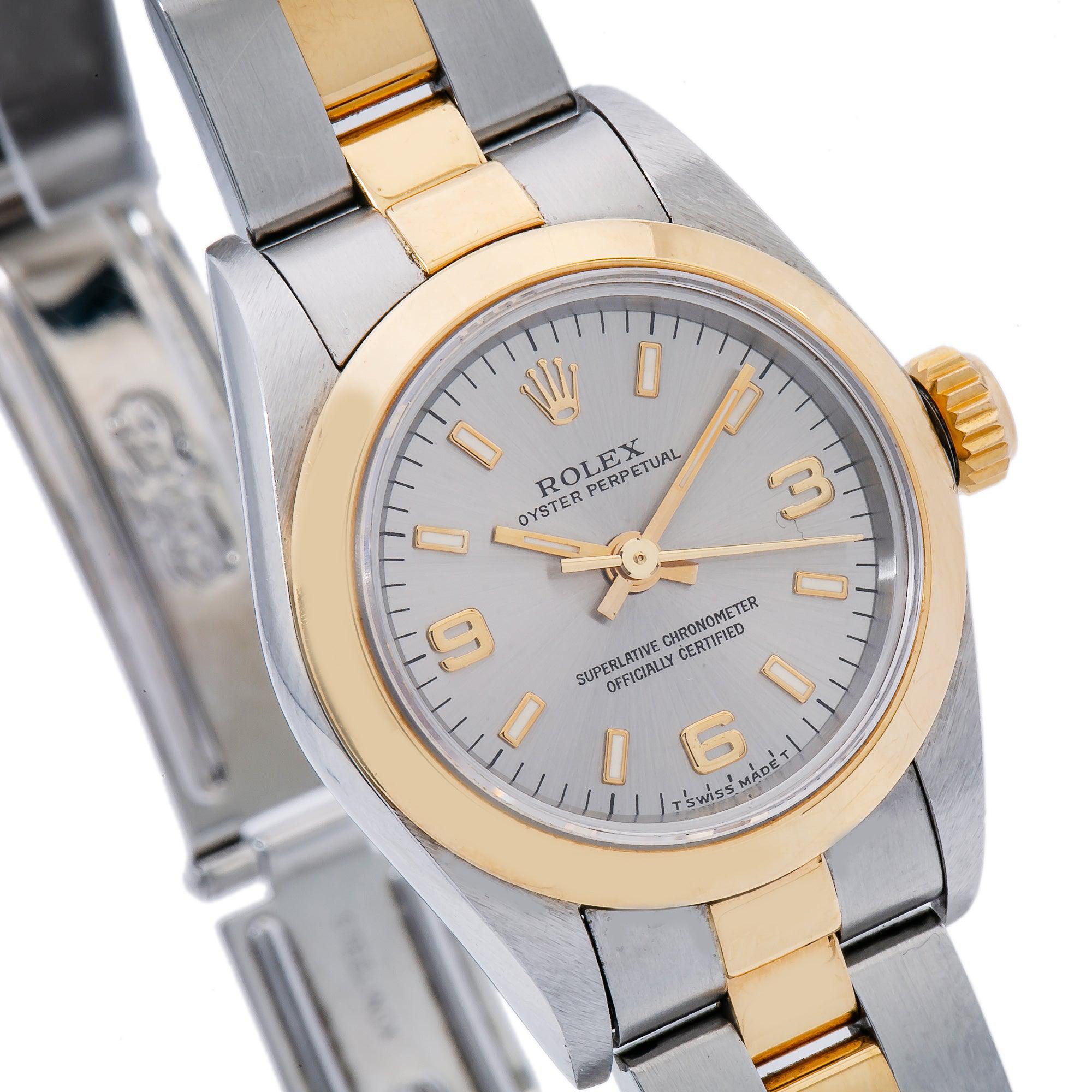 Rolex Oyster Perpetual 67183 24MM Silver Dial With Two Tone Oyster Bracelet