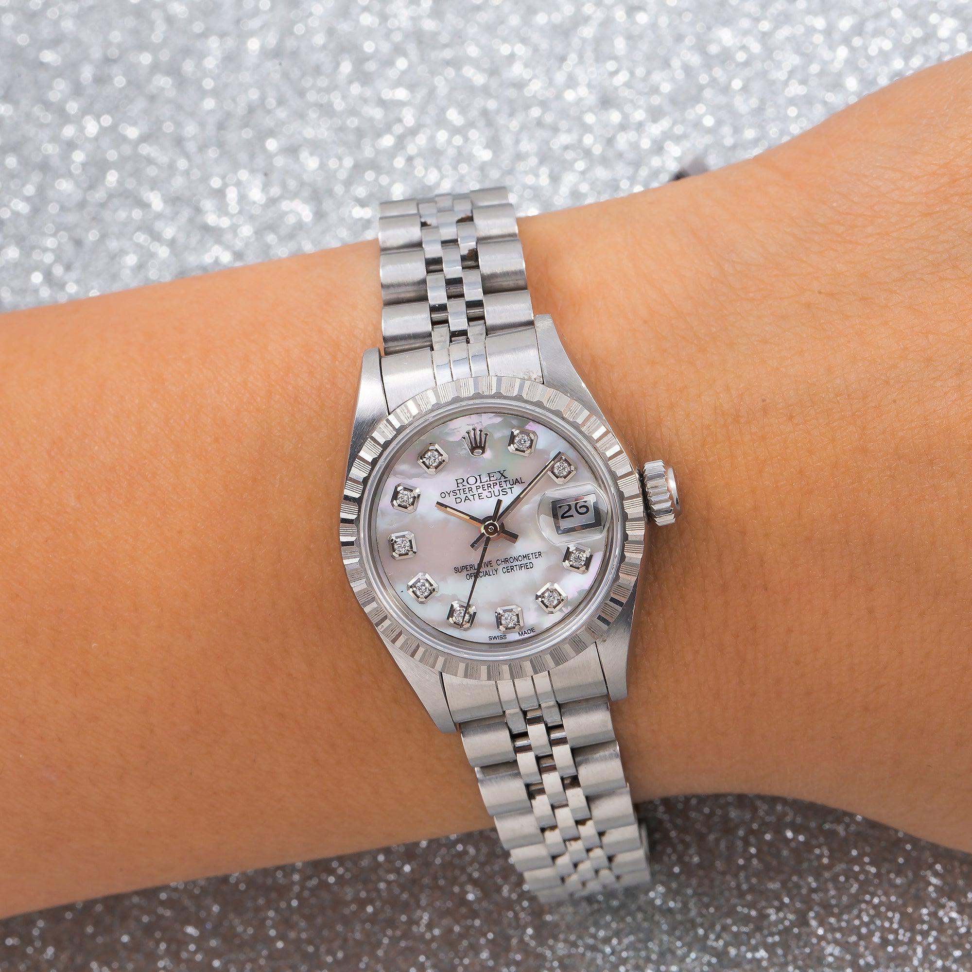 Rolex Oyster Perpetual Lady Datejust 69240 26MM Silver Diamond Dial With Stainless Steel Jubilee Bracelet