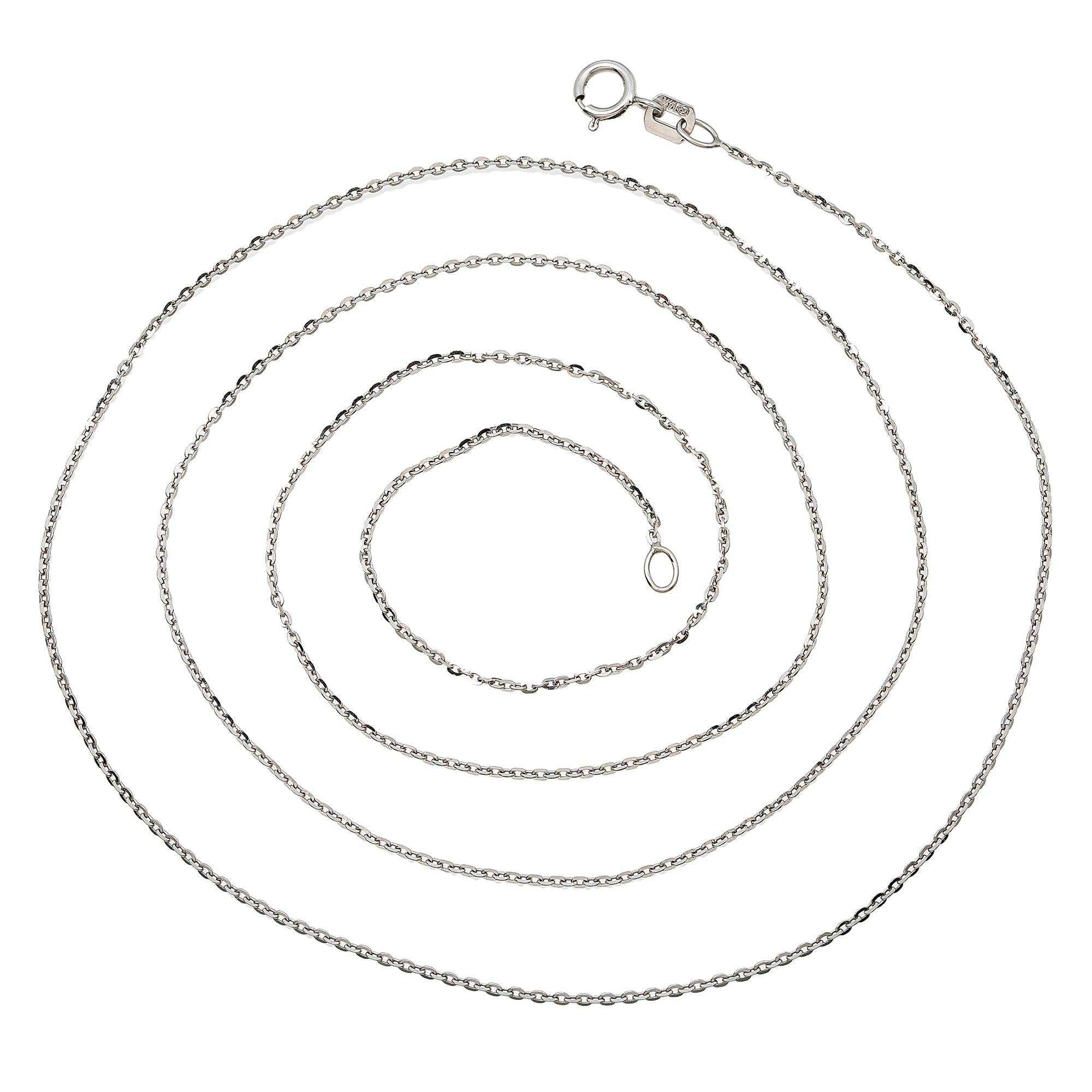 14k White Gold 1mm Box Fancy Chain Available In Sizes 18"-26"