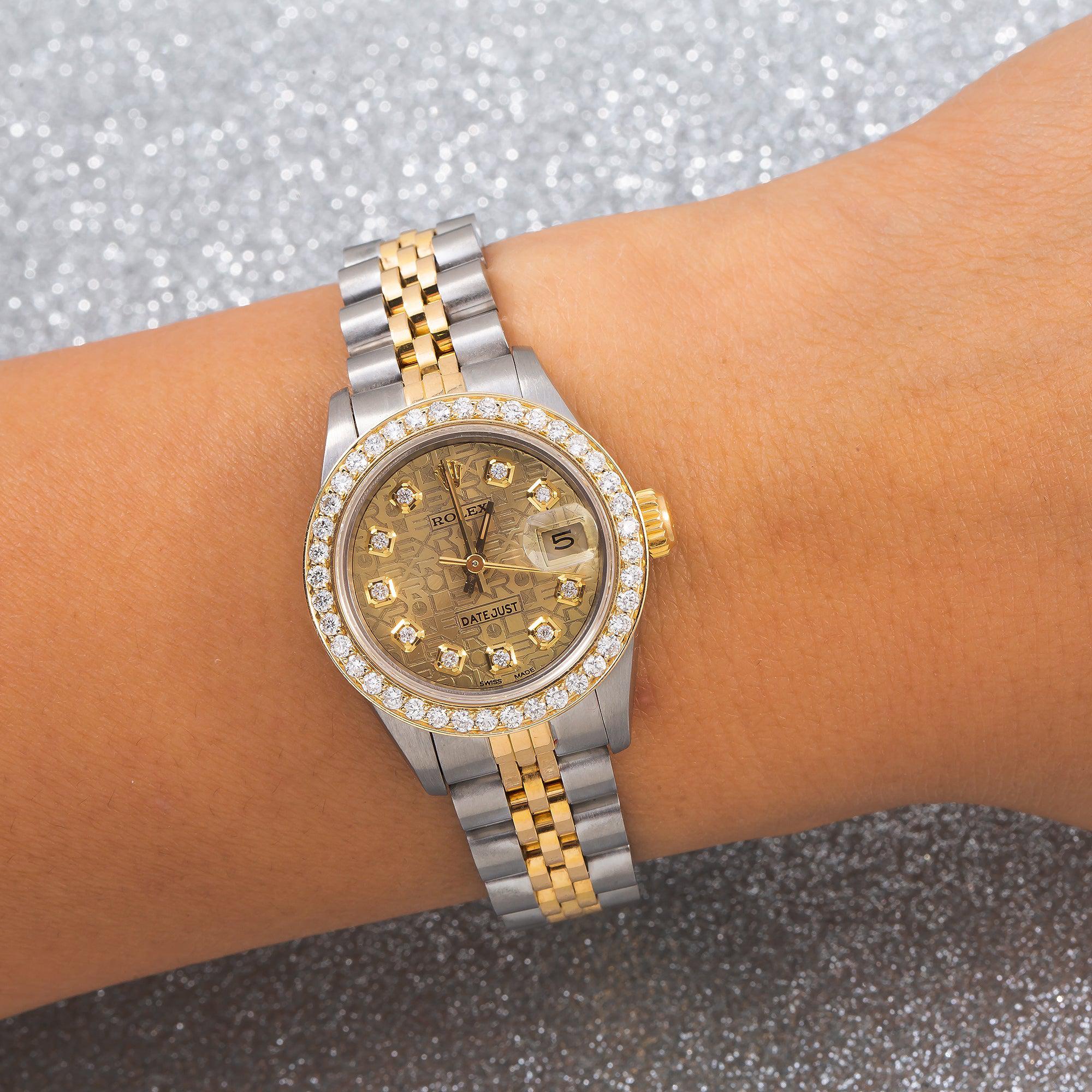 Rolex Lady-Datejust 69173 26MM Champagne Diamond Dial With Two Tone Jubilee Bracelet