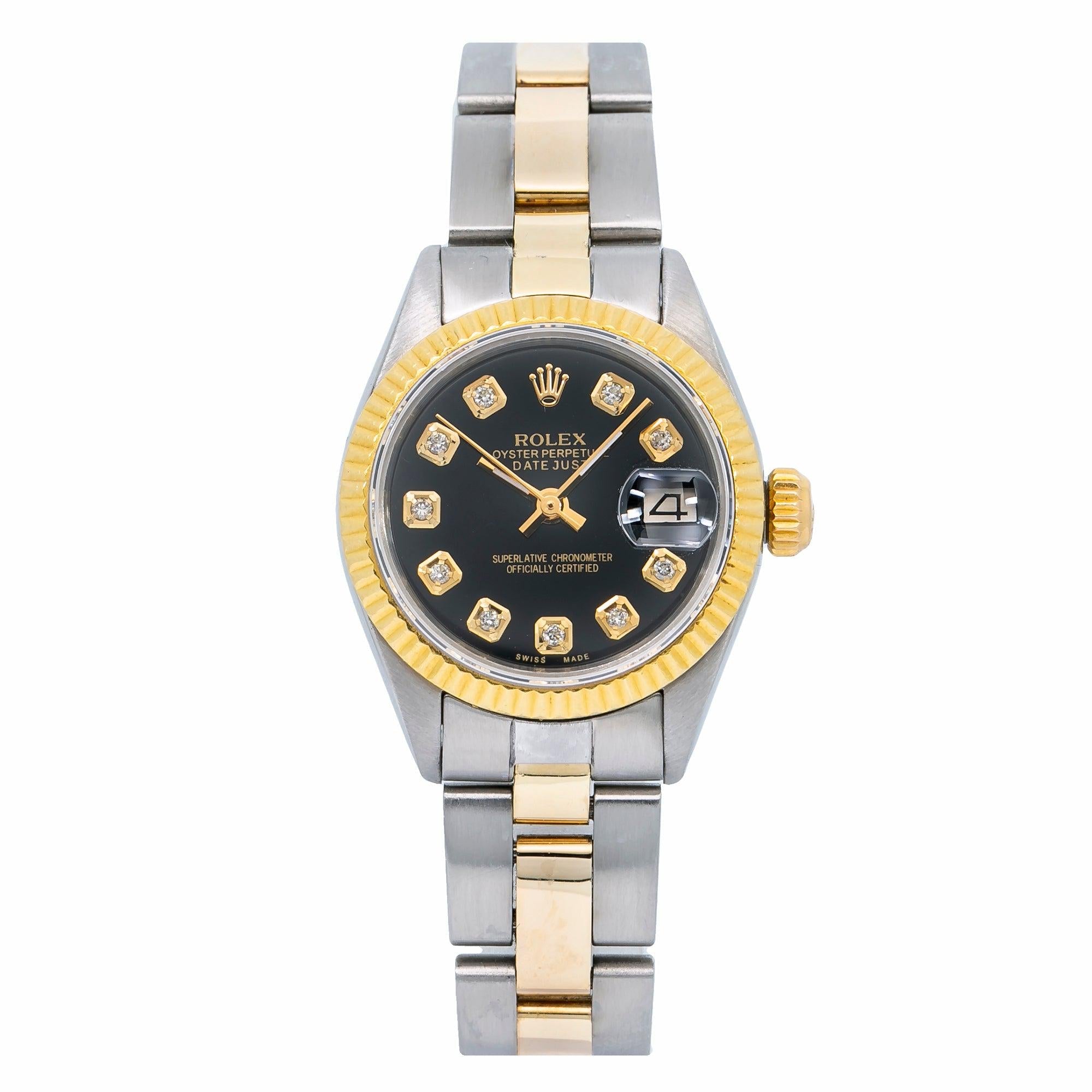 Rolex DateJust 26MM Black Diamond Dial With Two Tone Oyster Bracelet