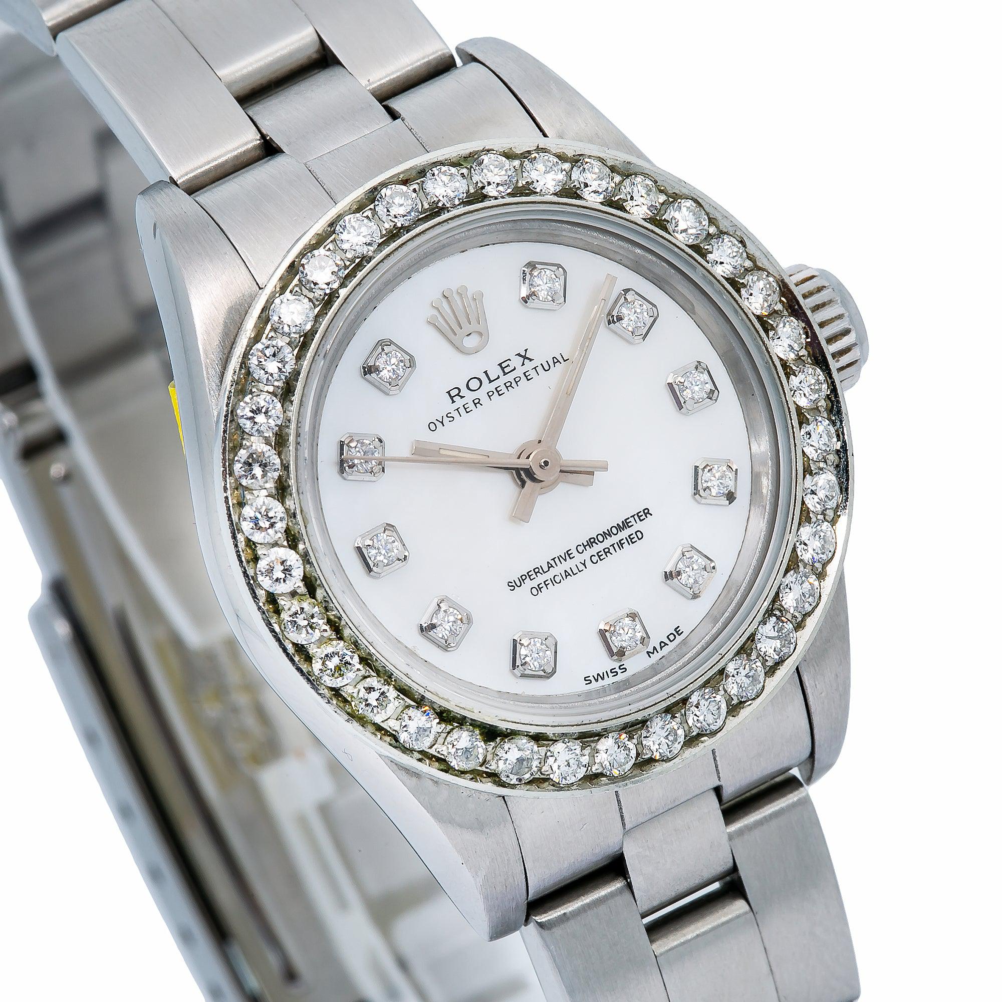 Rolex Oyster Perpetual 26MM Silver Diamond Dial With Stainless Steel Oyster Bracelet