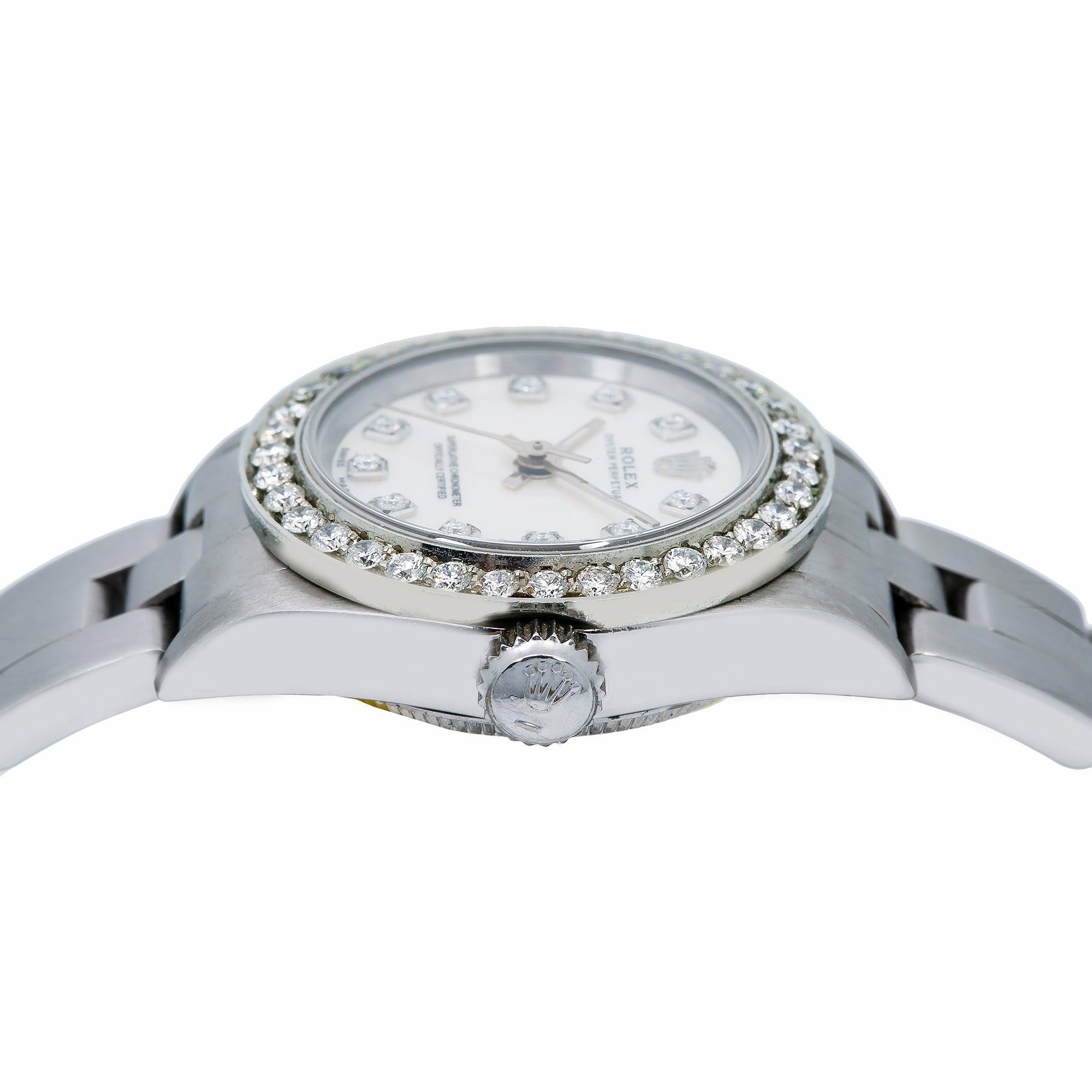Rolex Oyster Perpetual 26MM Silver Diamond Dial With Stainless Steel Oyster Bracelet