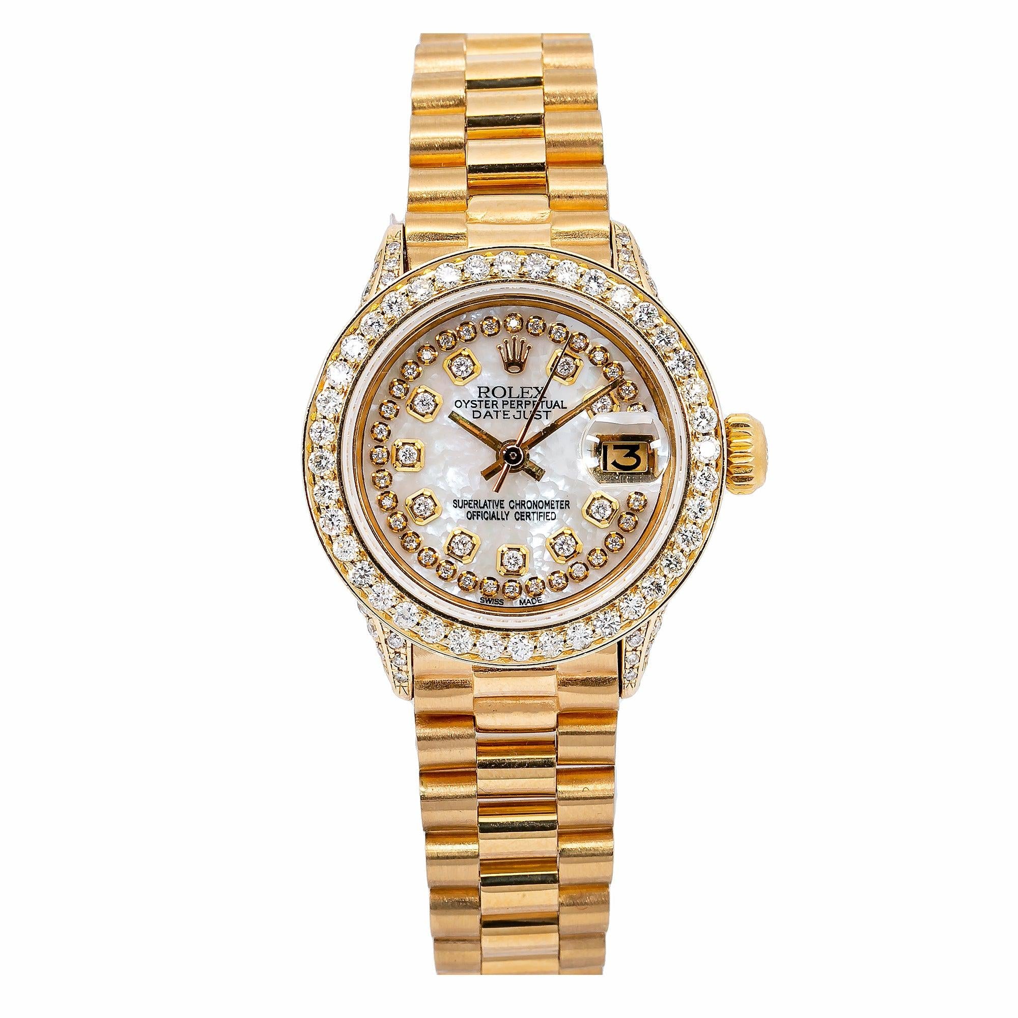 Rolex Oyster Perpetual Lady Datejust 6517 26MM White Diamond Dial With Yellow Gold Bracelet
