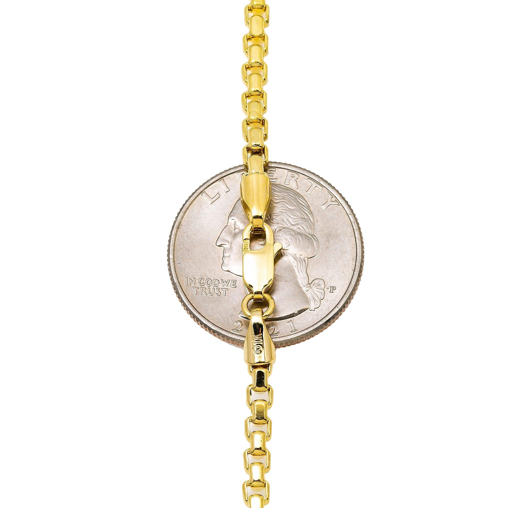 10k Yellow Gold 3.4mm Hollow Box Chain Available In Sizes 18"-26"