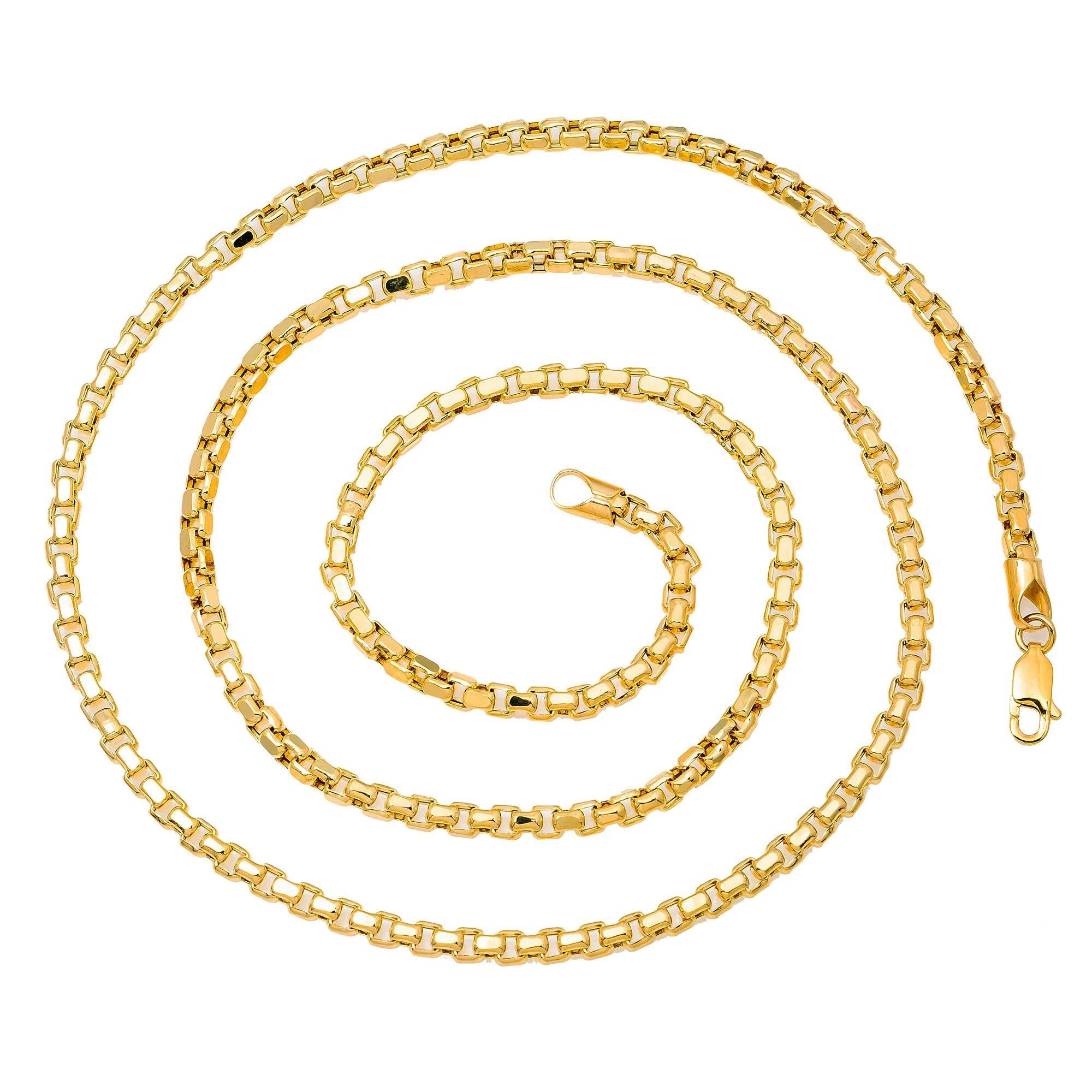 10k Yellow Gold 3.4mm Hollow Box Chain Available In Sizes 18"-26"