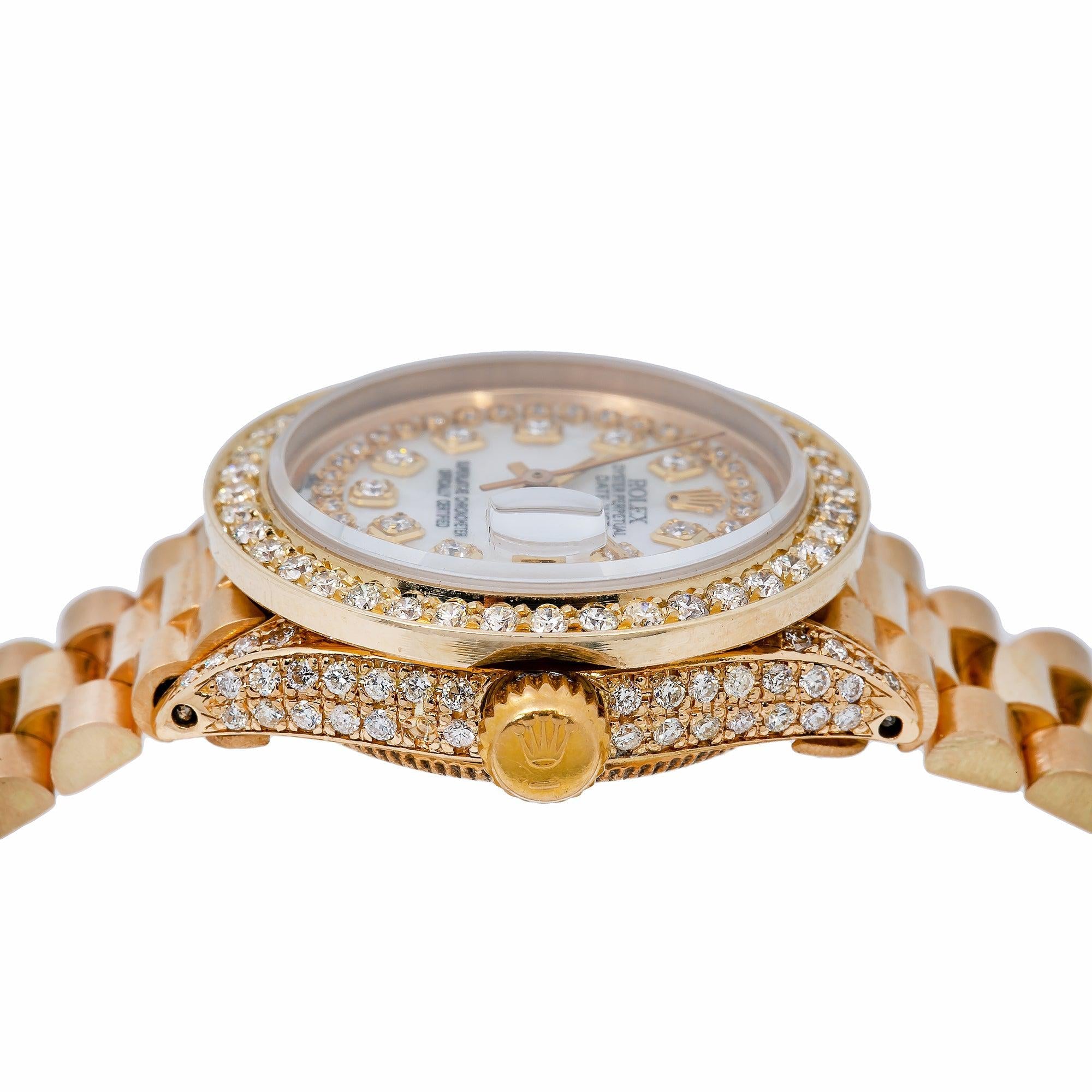 Rolex Oyster Perpetual Lady Datejust 6517 26MM White Diamond Dial With Yellow Gold Bracelet