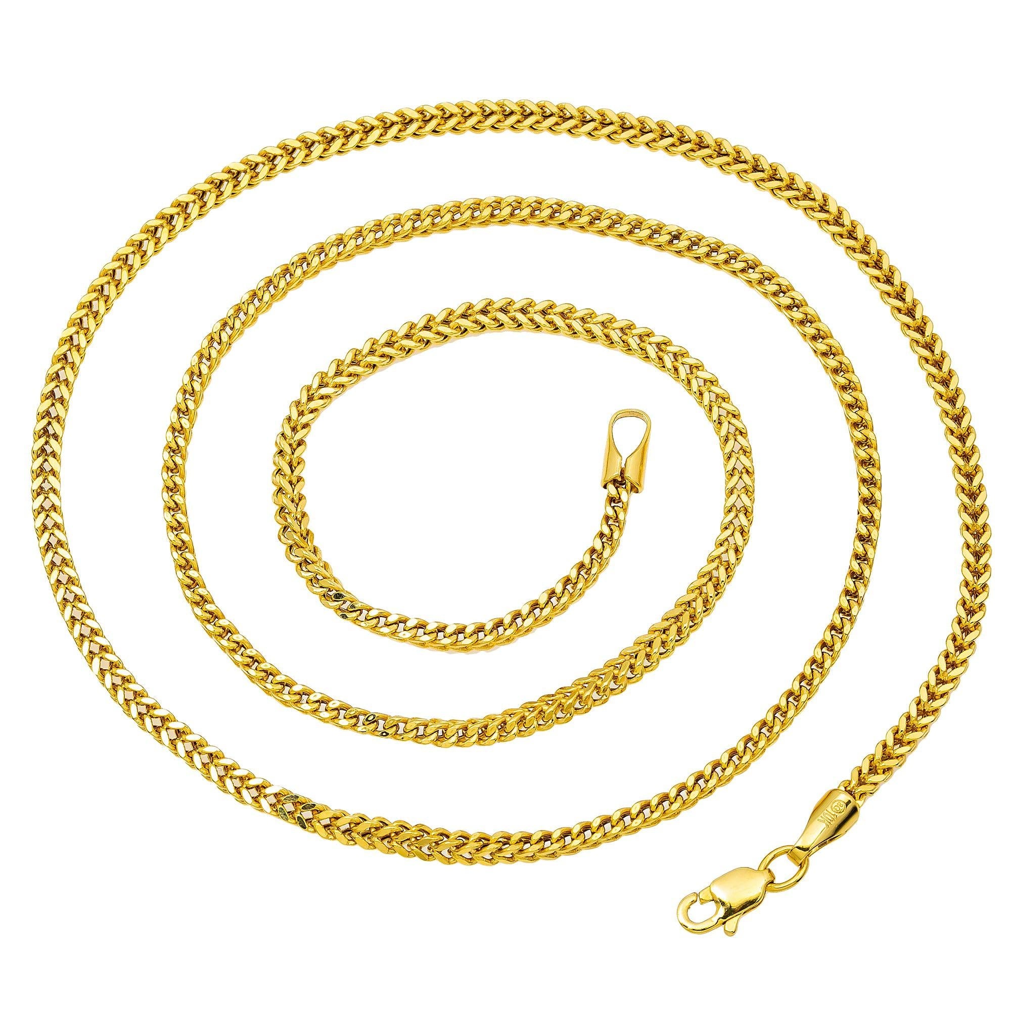 10k Yellow Gold 2.35mm Hollow Box Franco Chain Available In Sizes 18"-26"