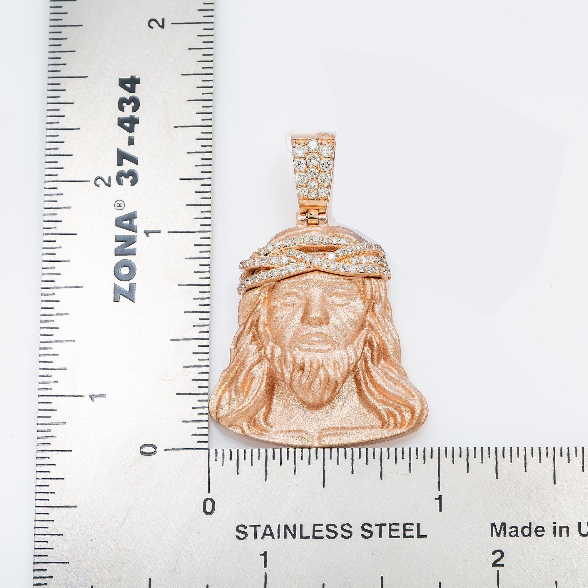14K GOLD DIAMOND JESUS HEAD PENDANT 0.40 CT