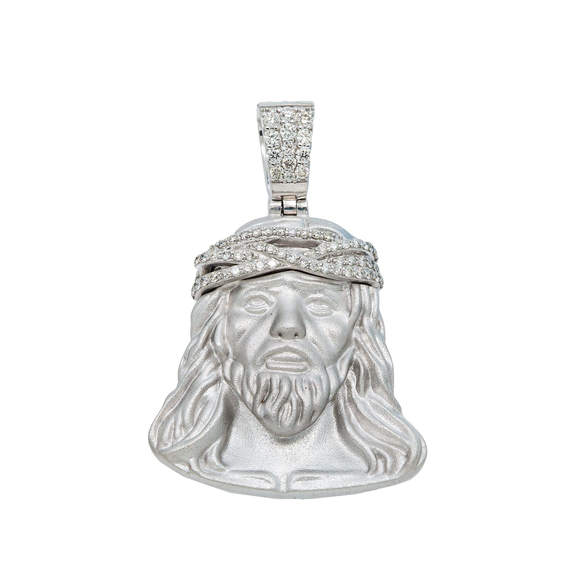 14K GOLD DIAMOND JESUS HEAD PENDANT 0.40 CT