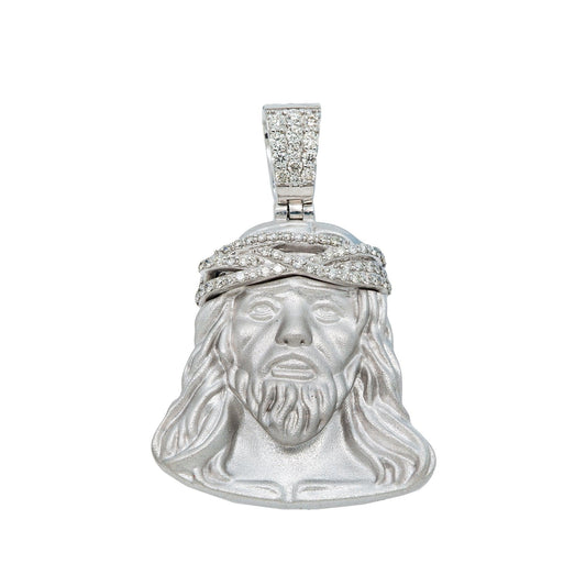 14K GOLD DIAMOND JESUS HEAD PENDANT 0.40 CT