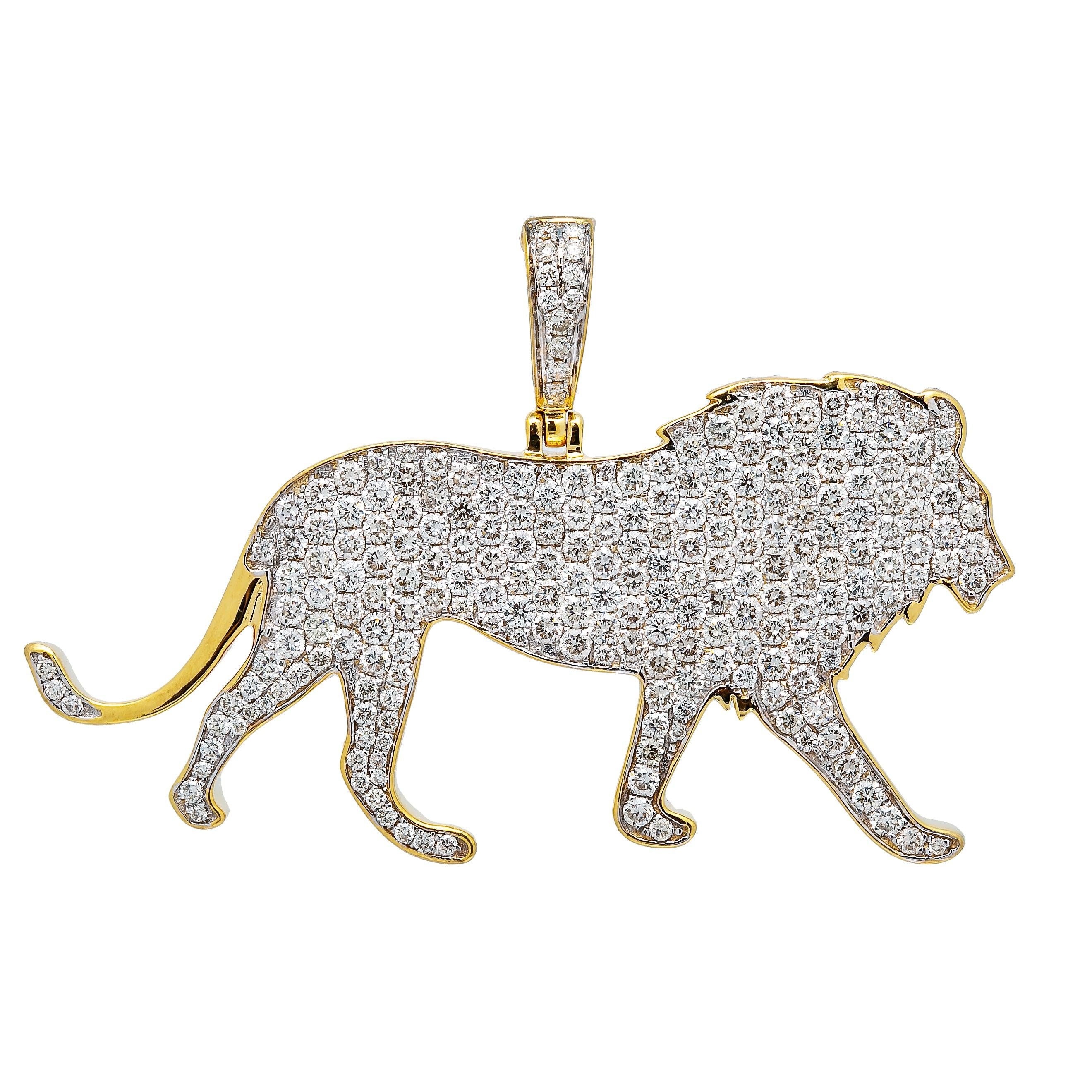 10K YELLOW GOLD DIAMOND LION PENDANT