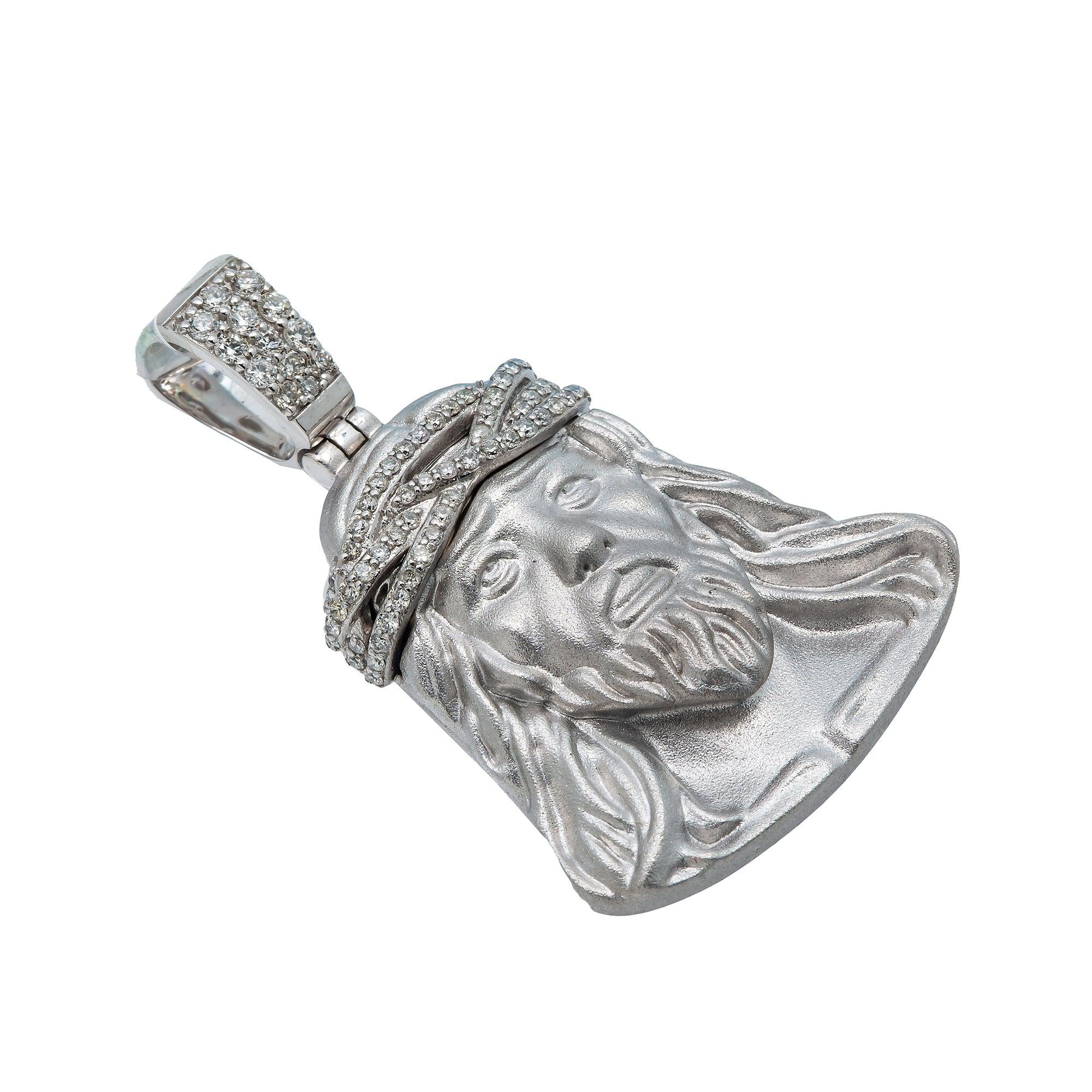 14K GOLD DIAMOND JESUS HEAD PENDANT 0.40 CT