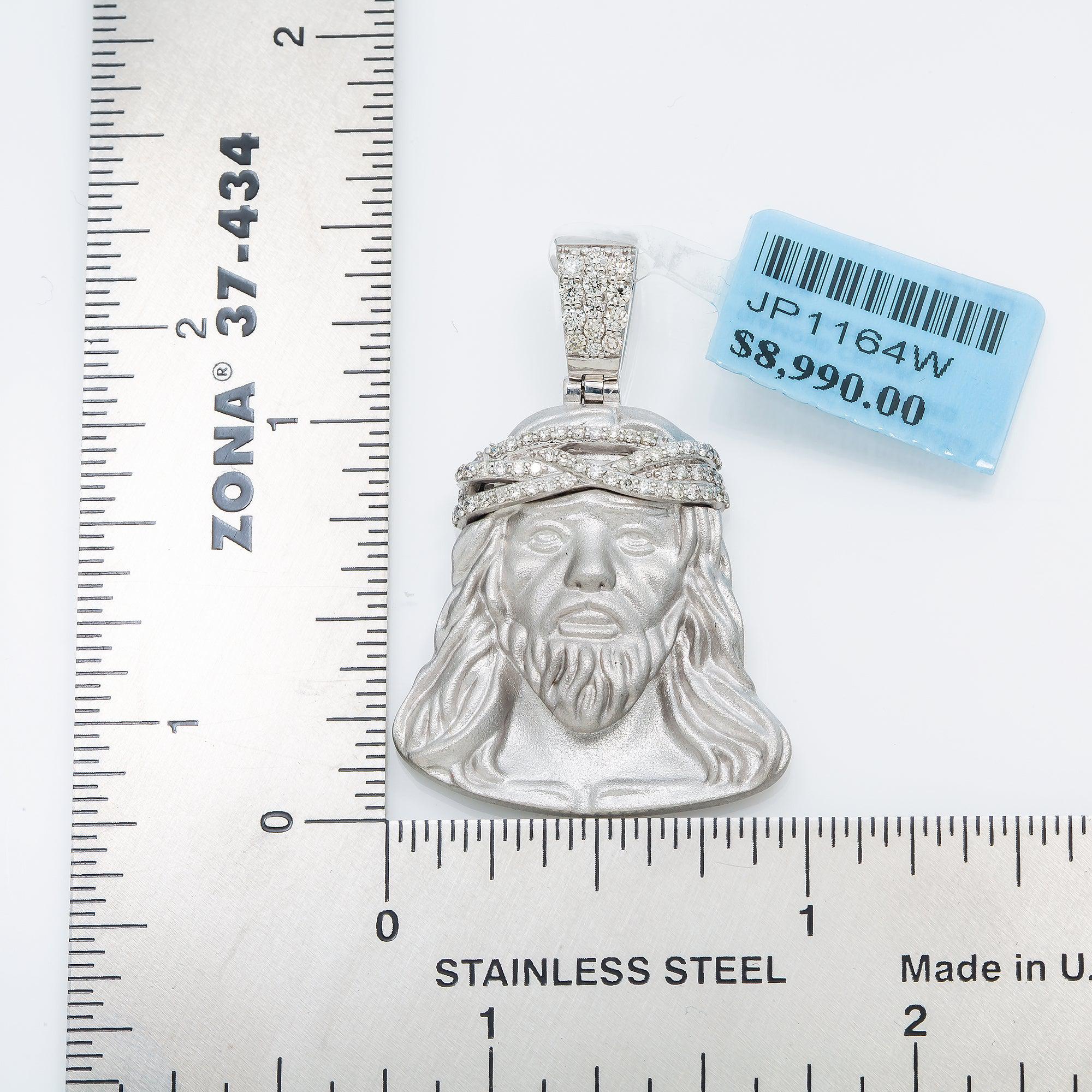 14K GOLD DIAMOND JESUS HEAD PENDANT 0.40 CT