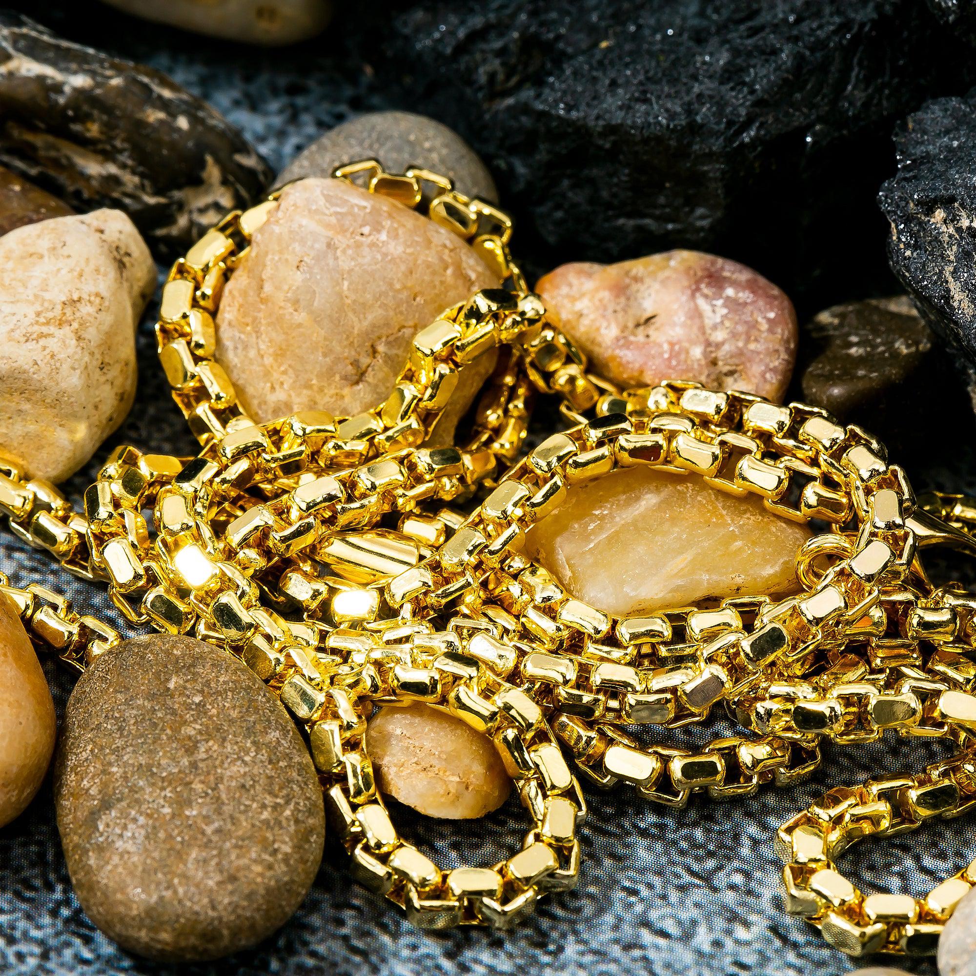 10k Yellow Gold 3.4mm Hollow Box Chain Available In Sizes 18"-26"