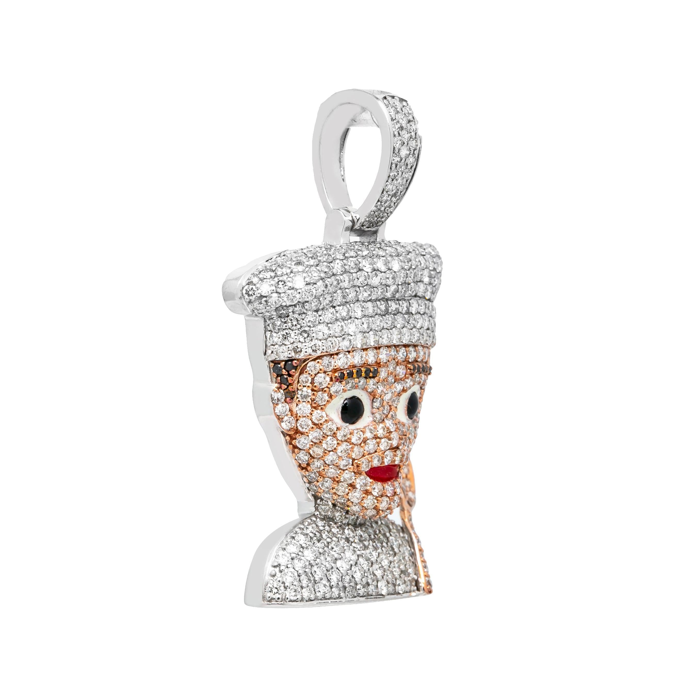 10K WHITE/ROSE GOLD DIAMOND CHEF EMOJI PENDANT