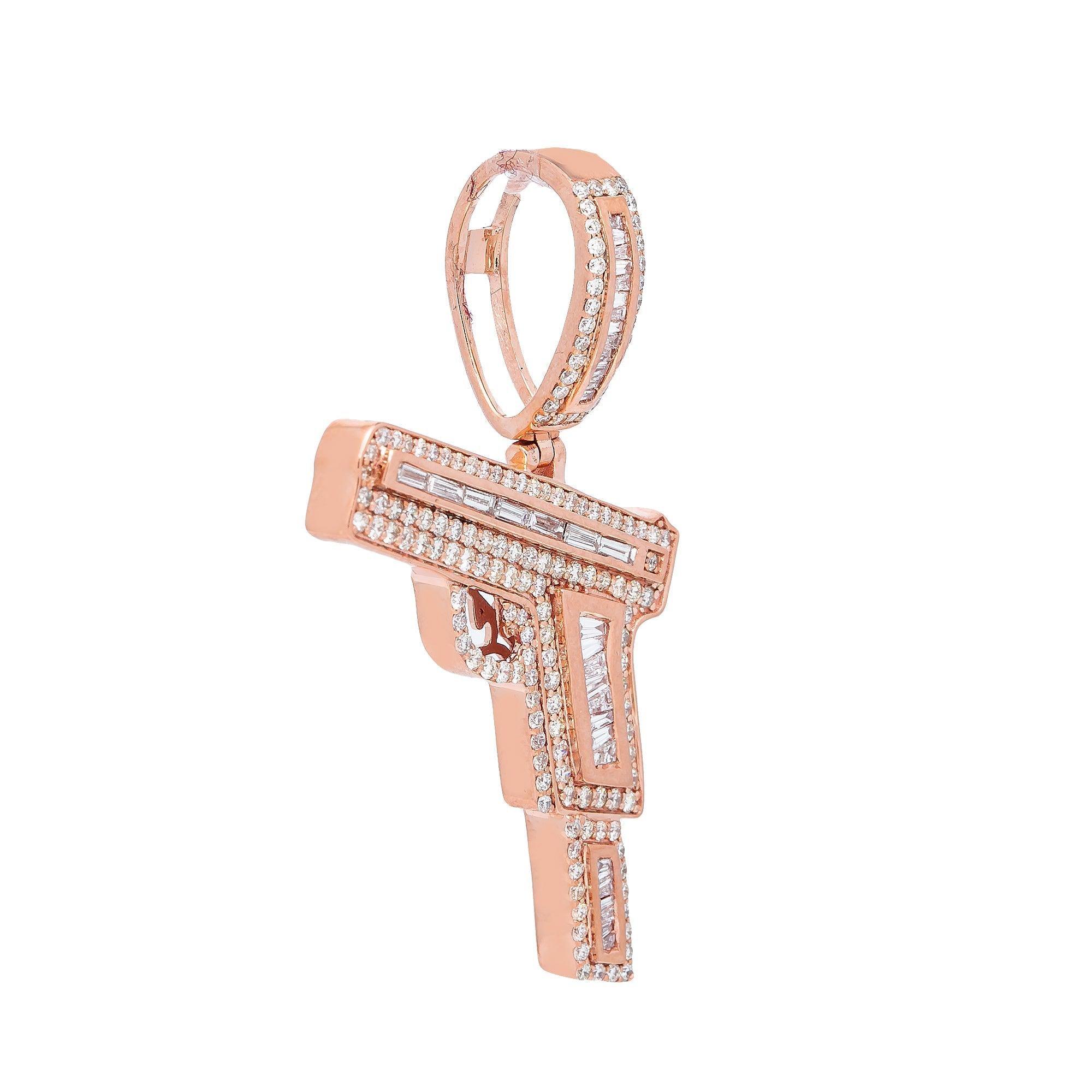 10K ROSE GOLD DIAMOND GUN PENDANT