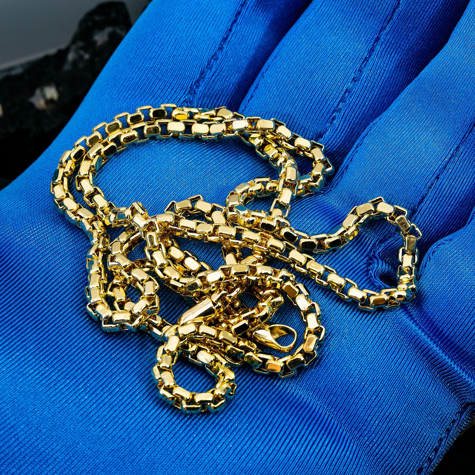 10k Yellow Gold 3.4mm Hollow Box Chain Available In Sizes 18"-26"