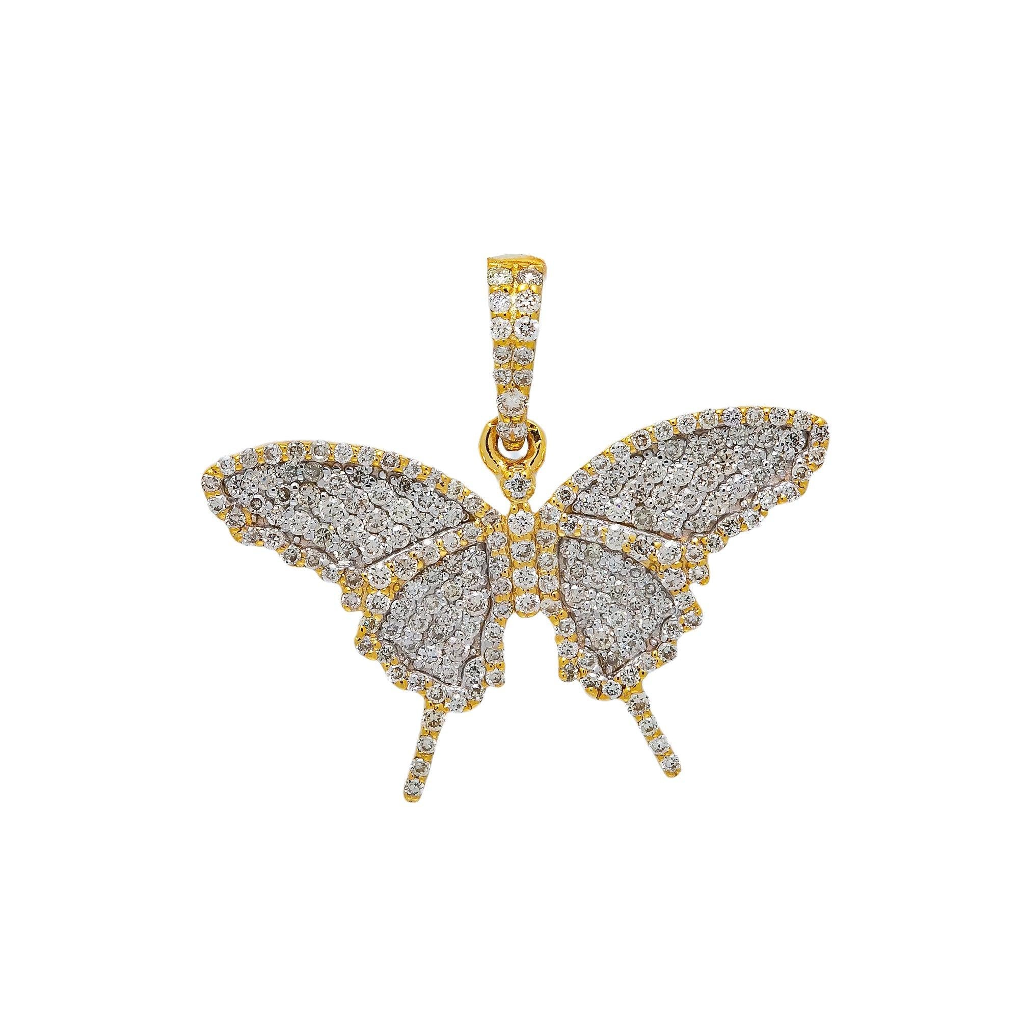10K GOLD DIAMOND BUTTERFLY PENDANT 0.60 CT