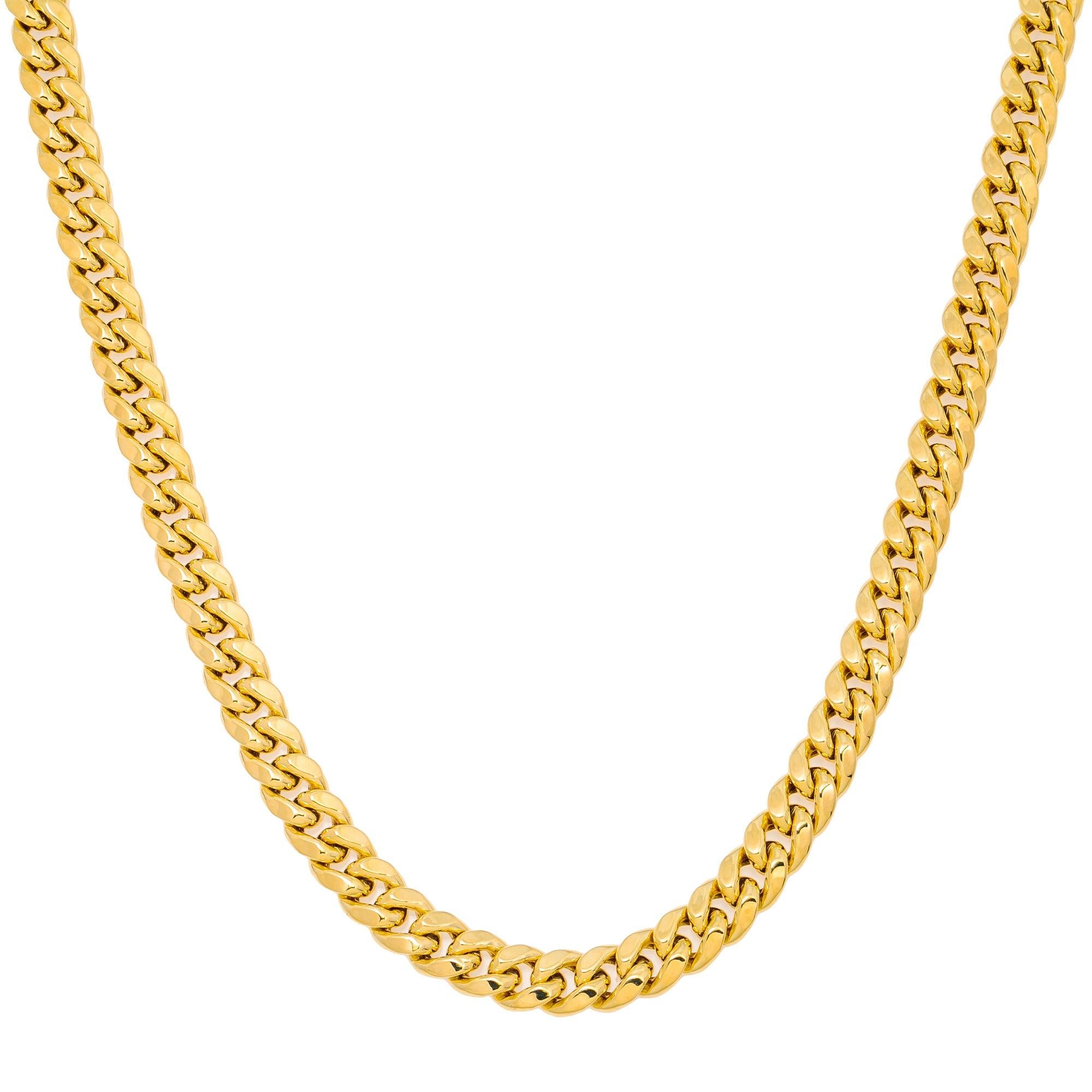10k Yellow Gold 7mm Hollow Cuban Link Chain Available In Sizes 18"-26"