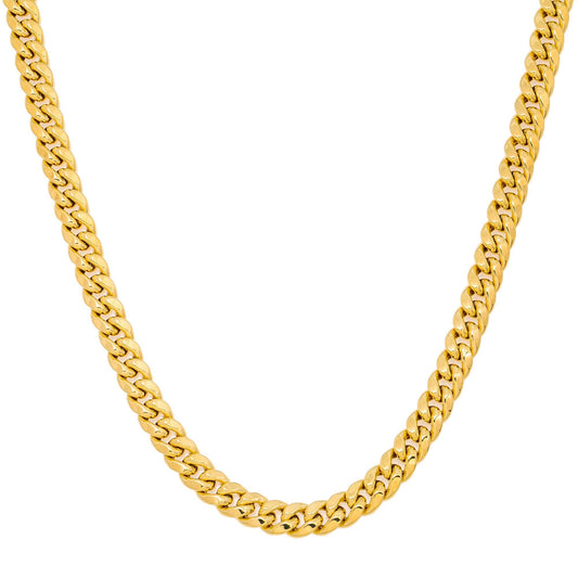 10k Yellow Gold 7mm Hollow Cuban Link Chain Available In Sizes 18"-26"